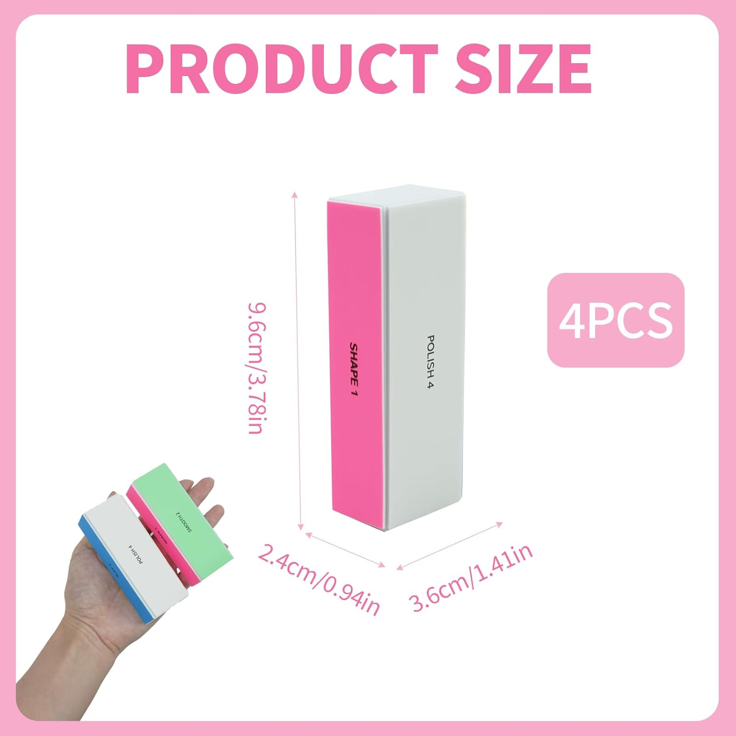Teccfly 4-Way Nail Buffer Block,4 Pcs Professional Nail File and Polisher,Nail Shine Buffers Blocks Files for Natural and Acrylic Nails,Fingernail File,120/240/600/3000 Grit for Buffing Shinning image number 5