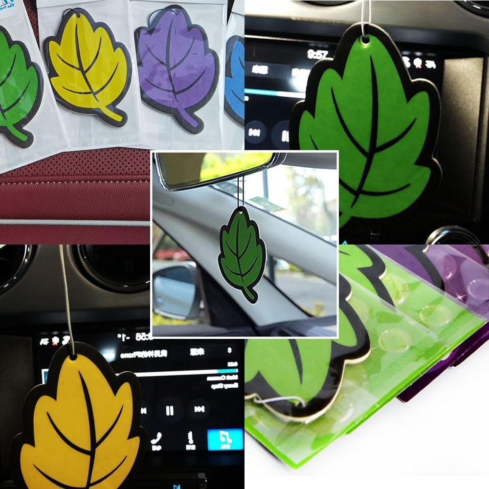 Car Air Freshener with Different Smells,9 Pcs Card Air Freshener,Hanging Paper Scent for Taxi,Car,Truck & Home,3 Colors, Random Taste image number 2