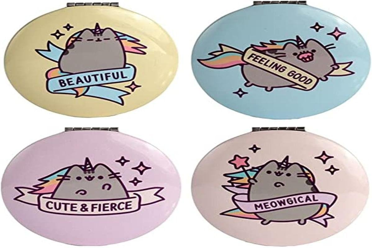 Puckator Officially Licensed Pusheen the Cat Pusheenicorn Compact Mirror, Folding Handheld Pocket Handbag Size Makeup Mirror, Portable Home Travel Work, 6.5X6.5Cm, Multicolour