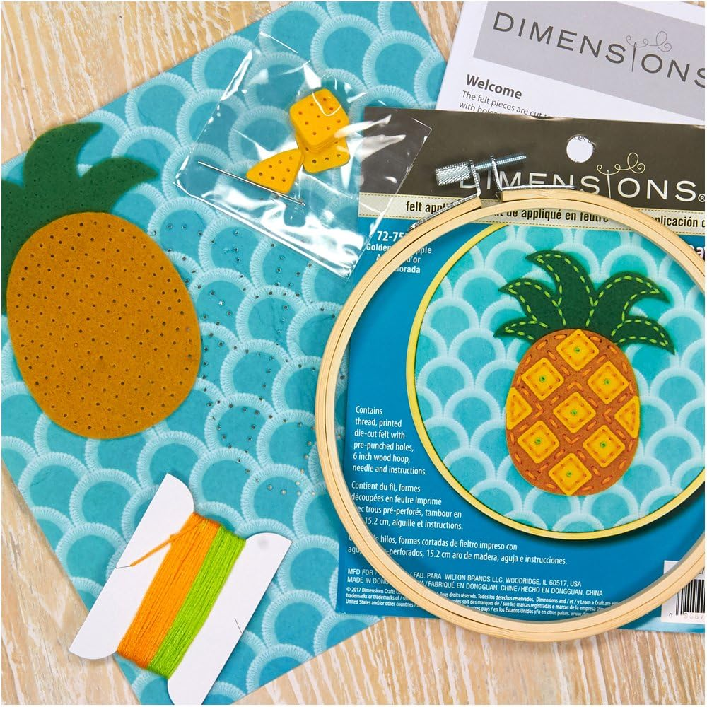 Dimensions Needle Craft Pineapple Wool Felt Applique Embroidery Craft Kit, 6'' - Fox image number 3