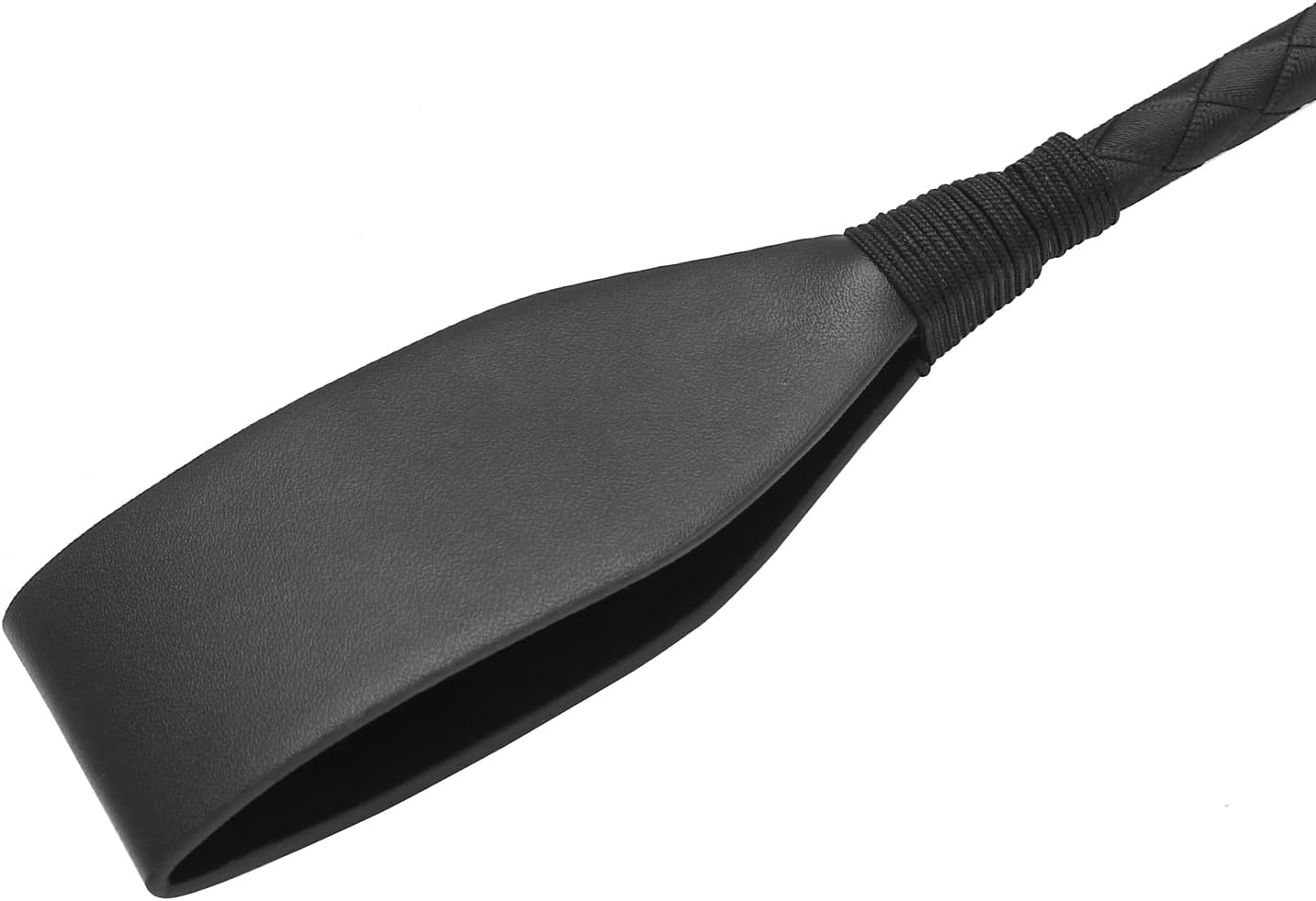 18 Inch Riding Crop, Quality Leather Riding Crop, Black, Double Clapping Whip image number 5