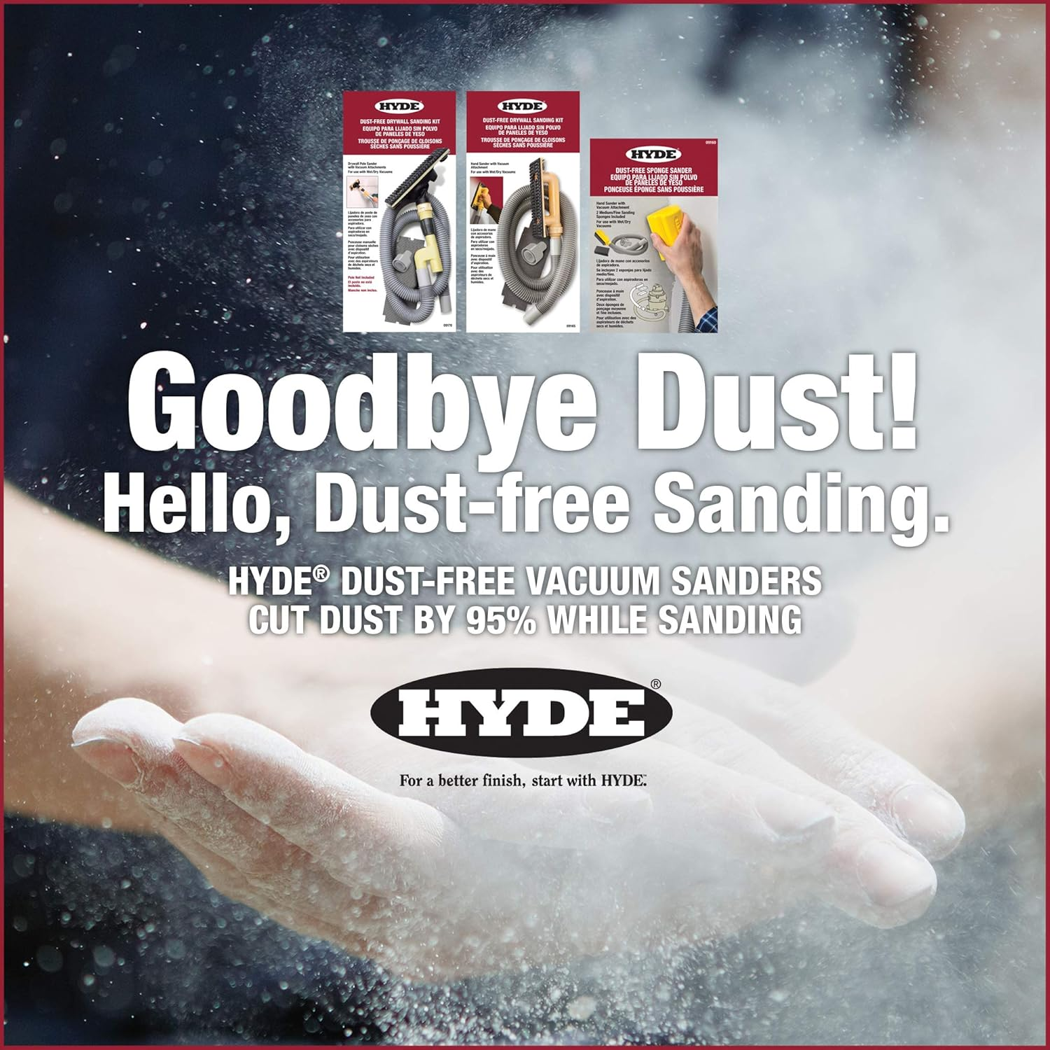 Hyde Tools 09165 Dust-Free Drywall Vacuum Hand Sander, 09165 image number 6