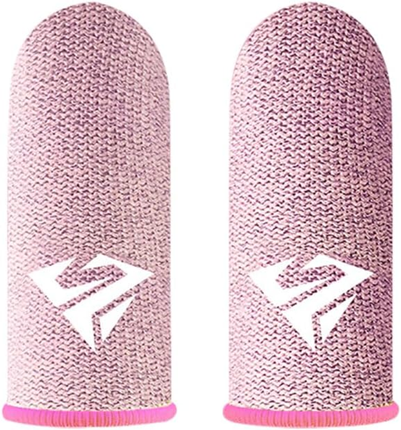 3 Pairs Phone Mobile Game Finger Sleeve Thumb Gloves Sweatproof Gamer for PUBG Pink (Style B)