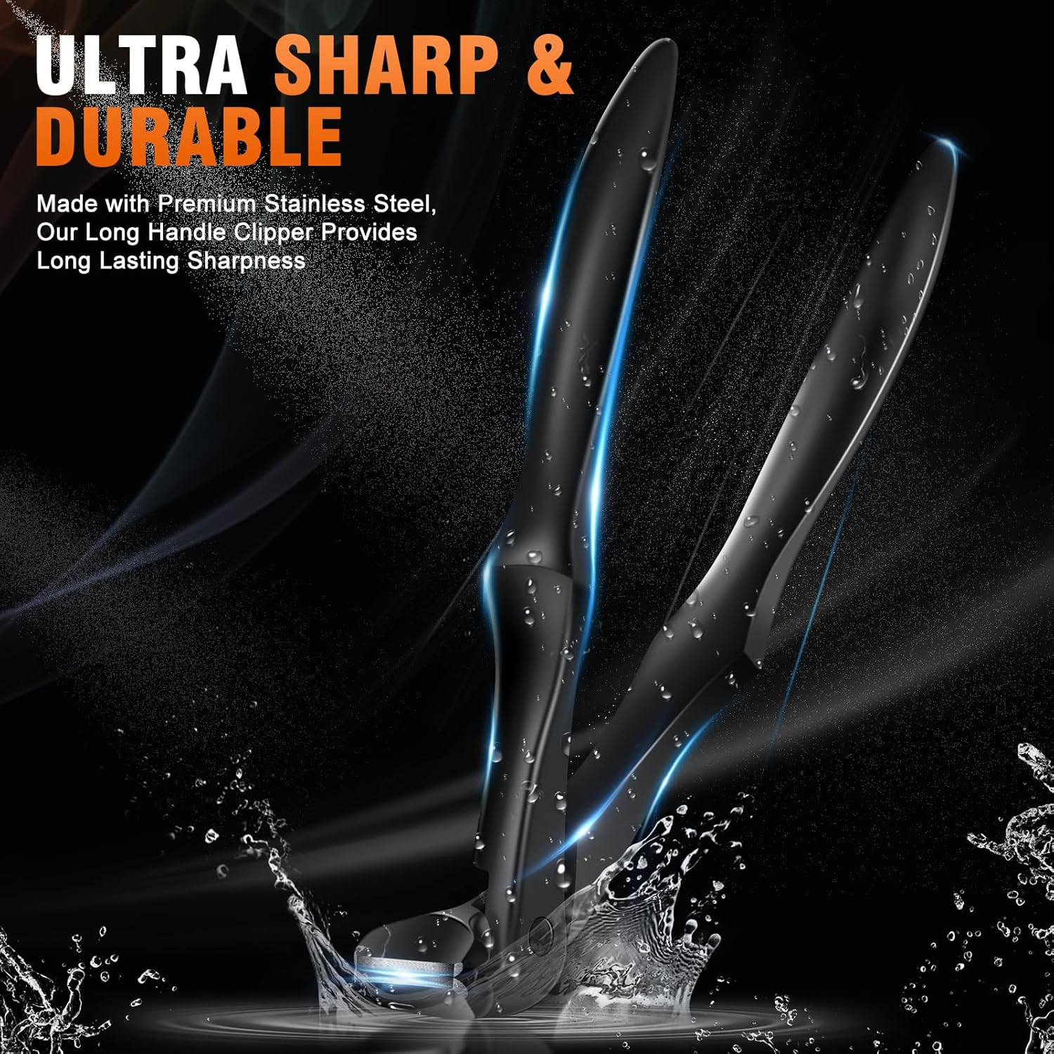 DRMODE Long Handled Toenail Clippers for Seniors, Angled Head Ergonomic Toe Nail Clippers for Thick Nails for Seniors with Wide Jaw Opening, Heavy Duty Large Finger Nail Clipper Adult Men with Catcher