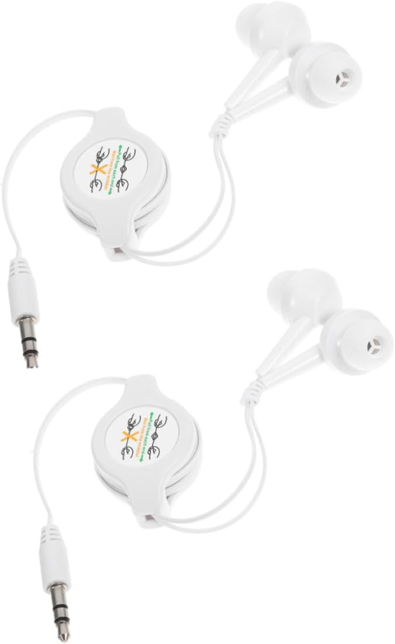 2Pcs Retractable In-Ear Earphones Lightweight Noise-Canceling Earbuds Portable Design for Travel Commuting and Exercise