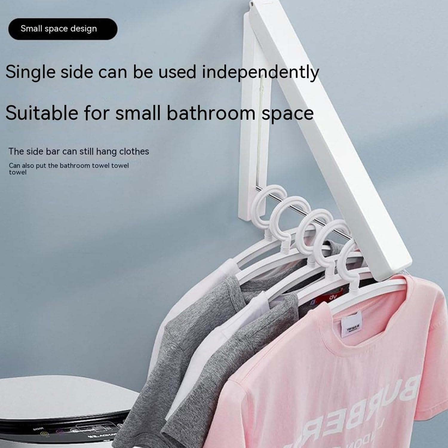 YIRANJIA 2Pcs Foldable Wall Mounted Laundrys Clothes Hanger Plastic Corners Laundry Racks for Laundry Room, Closets Storage Organization, Indoor & Outdoor Use Drying Hanging(White) image number 1