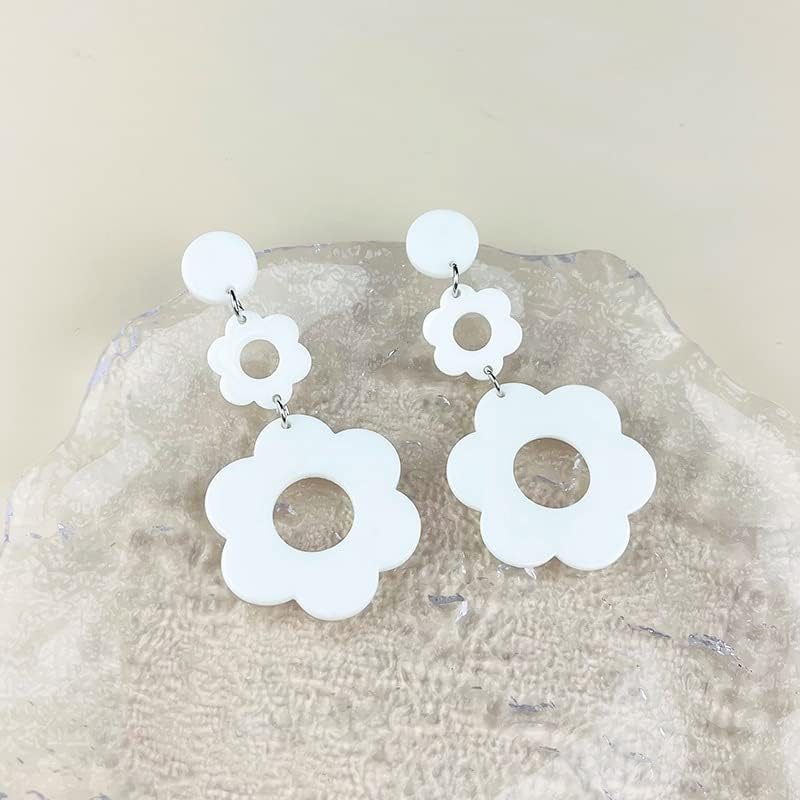 60 70S Big Acrylic Daisy Flower Petal Drop Dangle Earrings Stud Resin Floral for Women Girls Colorful Summer Y2K Holiday Jewelry image number 1