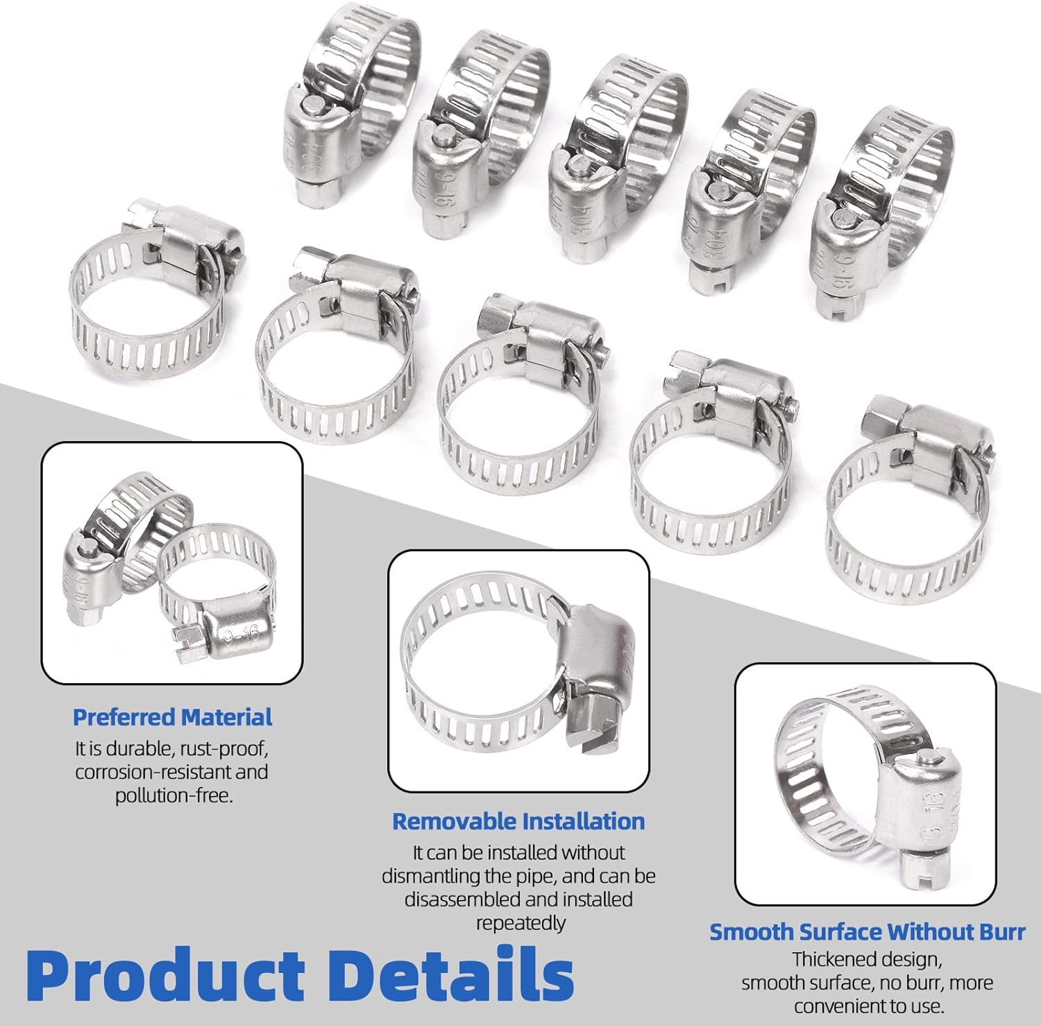 Glarks 20Pcs 1/4" X 5/16" Gas Inline Fuel Filters with Worm Gear Hose Clamps Assortment Kit for Most Small Engines Compatible with Kawasaki Kohler Briggs Stratton John Deere image number 5