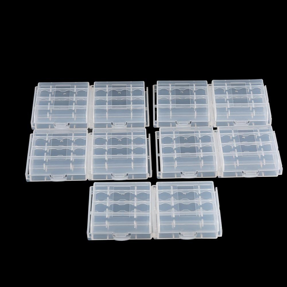 Transparent Hard Plastic Case Holder AA/AAA Battery Storage Box, Clear White (10Pcs) image number 5