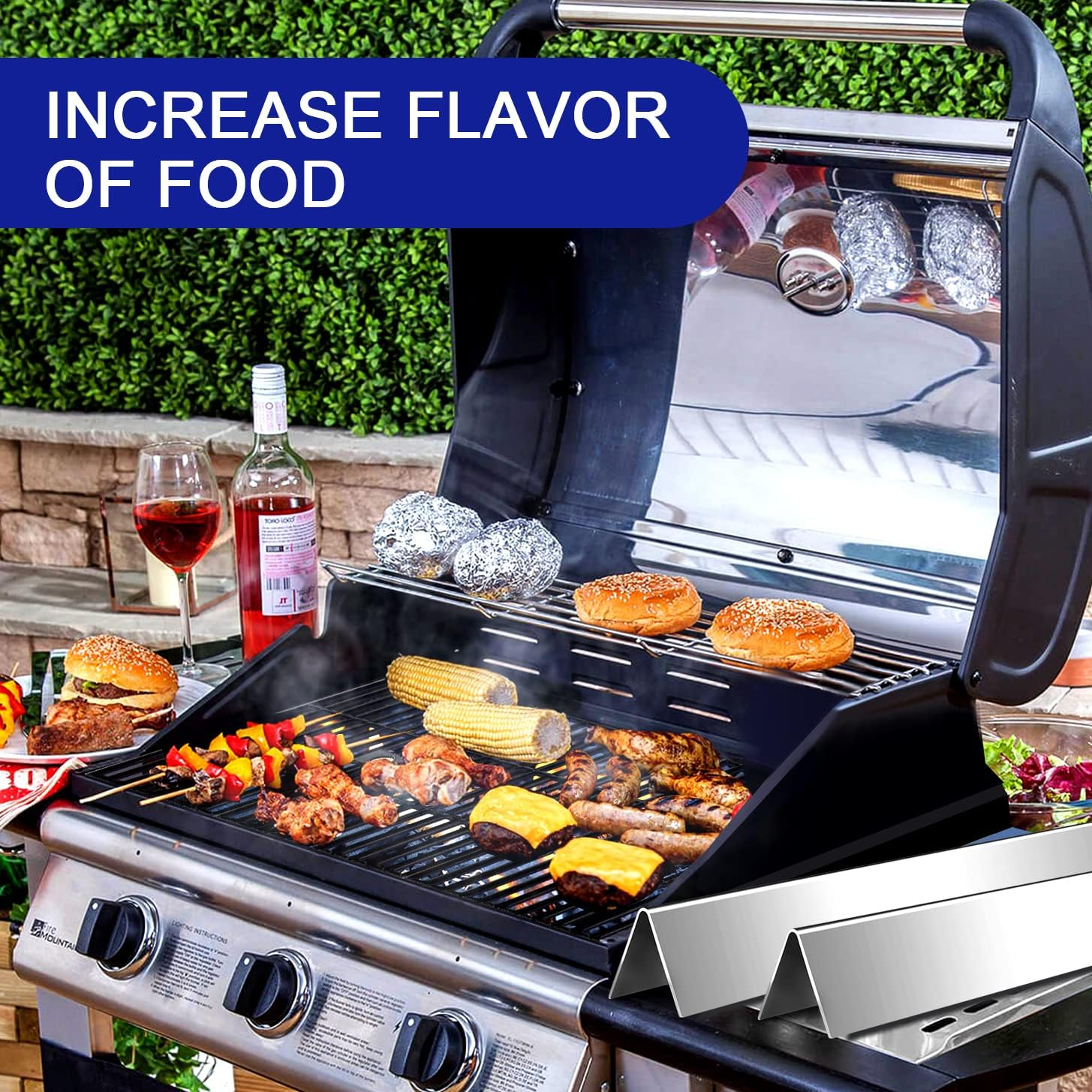 GGC 24.5" Flavorizer Bars for Weber Genesis 300 310 E310 320 Grills with Side-Controls,Set of 5 Stainless Steel Flavor Bars for Weber 7539,7540（24.5" L X 2.2" W X 2.3" H） image number 4