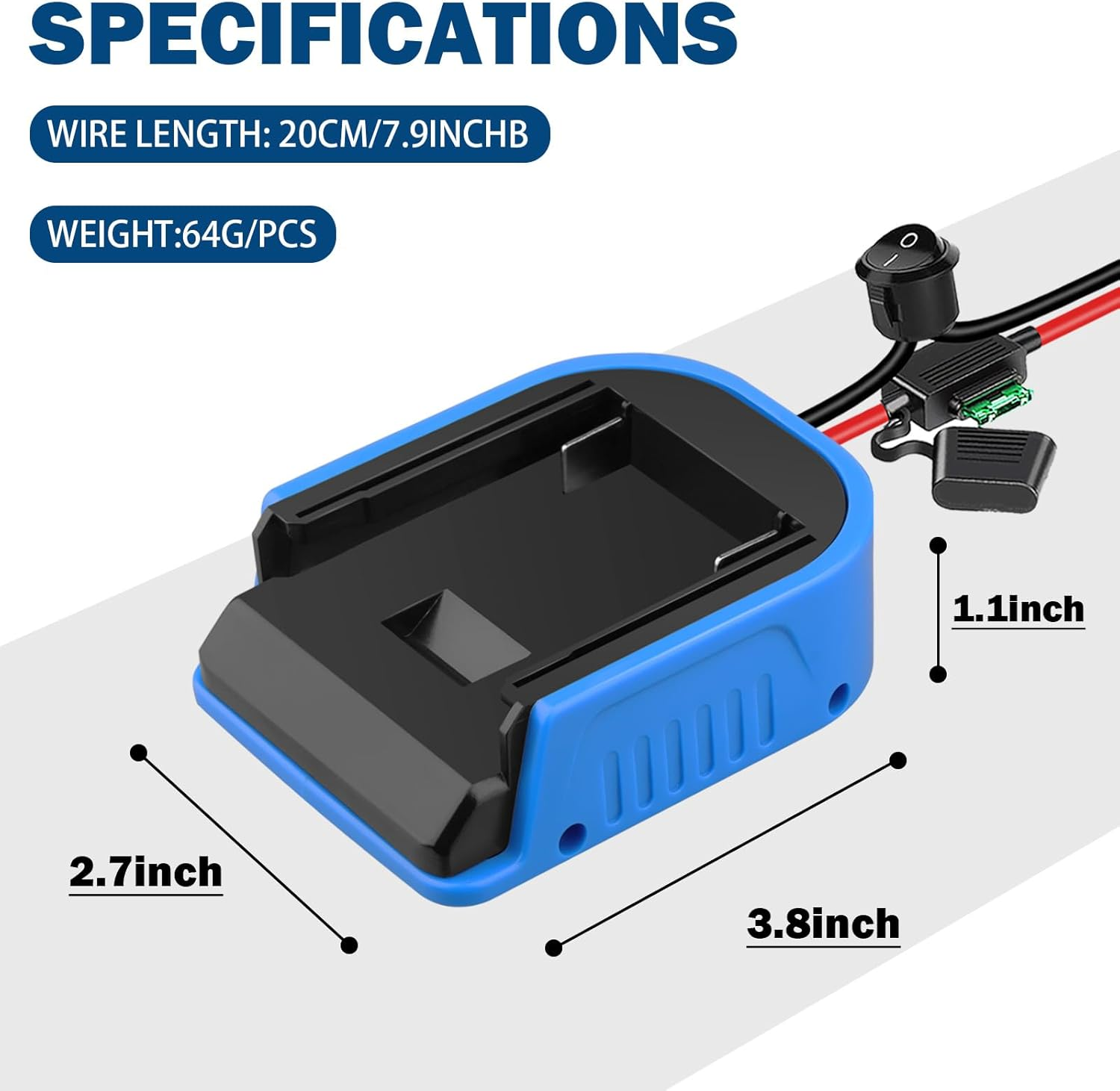 2 Packs Power Wheel Adapter for Bosch Professional 18 V System GBA Battery Adapter Converter Kit with Fuses, Wire Clamps, 14AWG Wire, Power Connection for DIY RC Car Toy, Robotics and RC Truck image number 2
