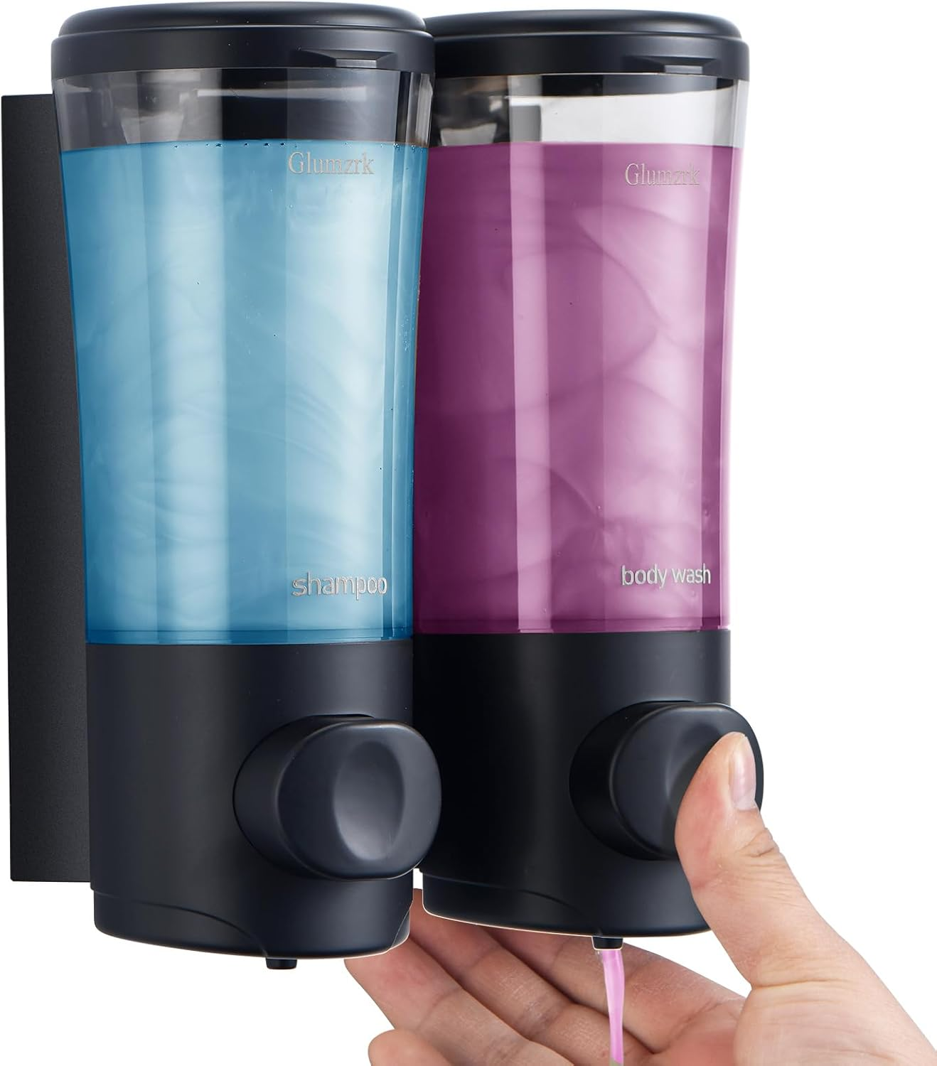 Shower Soap Dispenser Wall Mounted No Drill Shampoo Conditioner Body Wash Dispensers 15Oz/450Ml X 3 Chamber Shower Dispenser Bottles with Upgrade Pump Head Refillable Bathroom Soap Dispenser Set White