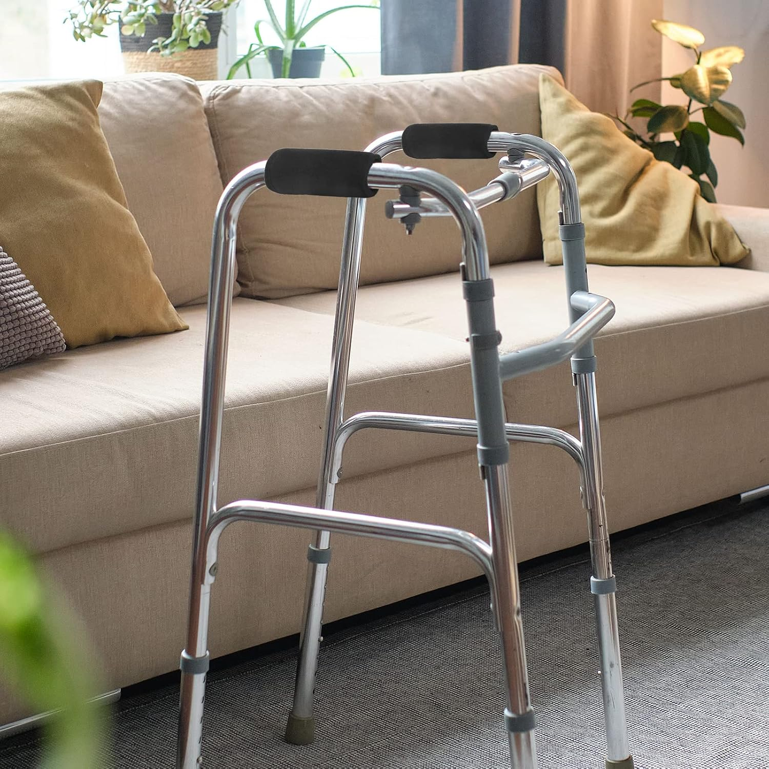 2 Pack Walker Hand Grips Cover, Coldairsoap Walker Cushion Hand Grips for Rolling Wheelchair, Elderly Grippers, Rollator Handle(Purple) image number 2