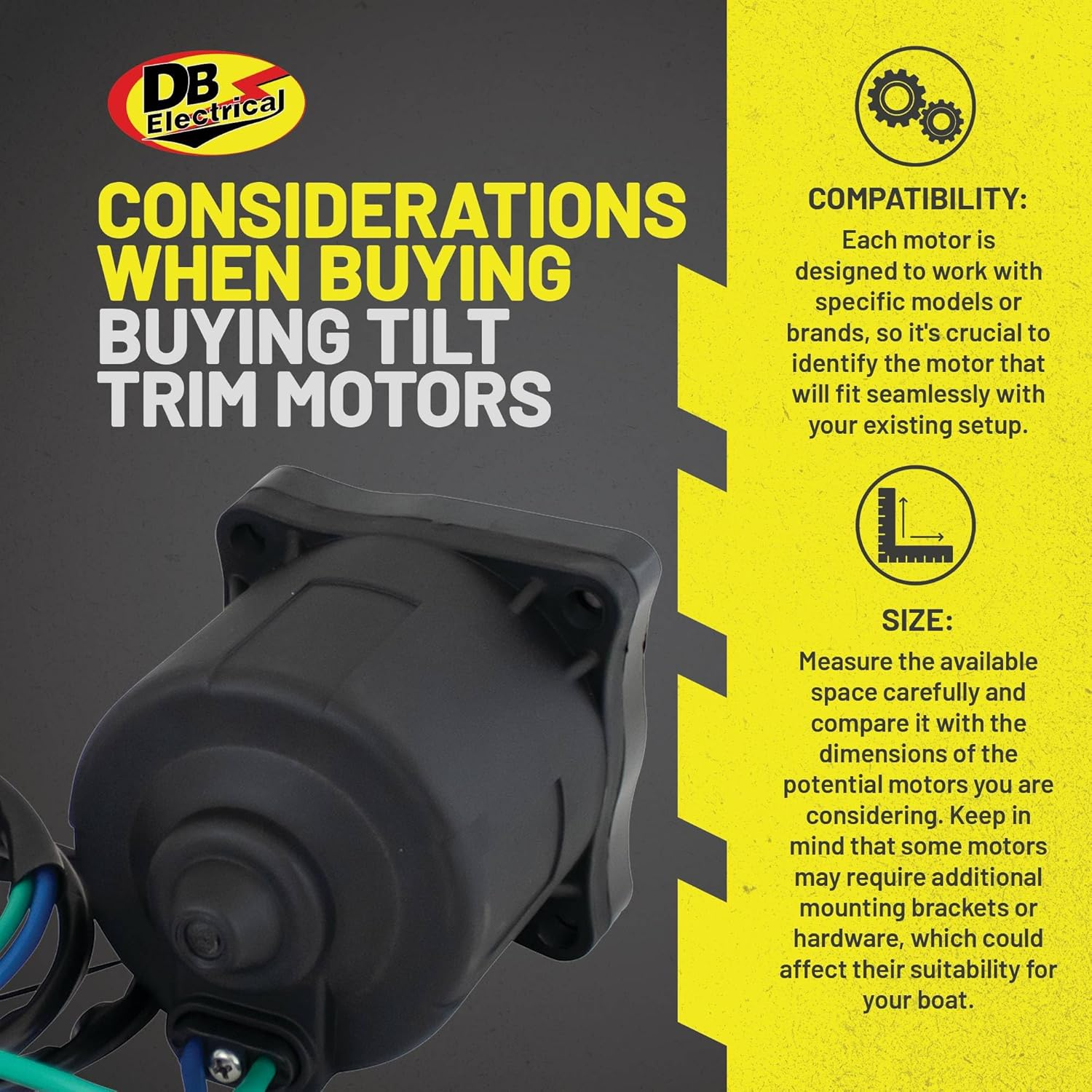 DB Electrical New Tilt & Trim Motor TRM0104 Compatible With/Replacement for Honda BF175 All, BF200 2002-2014 36120-ZY3-013, 36120-ZY3-023, 6234 12V, Rotation RE image number 3