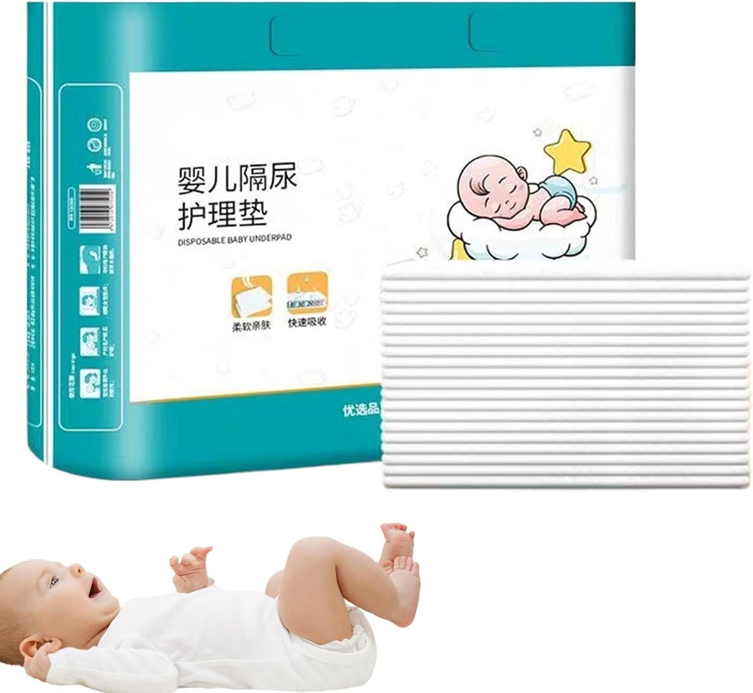 Changing Pad Liners | 40X Baby Changing Mat,Heavy Absorbency Reusable Pads, Baby Diaper Change Pad, Waterproof Changing Pad for Girls, Boys, Parents image number 1