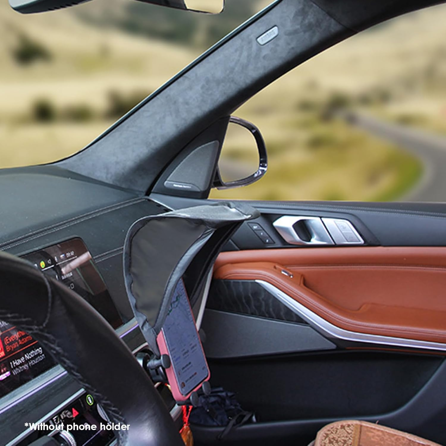 Phone Umbrella for Sun | Phone Sun Shade | Shield for Cell Phones, Stand, Mobile Holder, Glare Blocking, Car, Motorcycle, Bike - Black image number 3