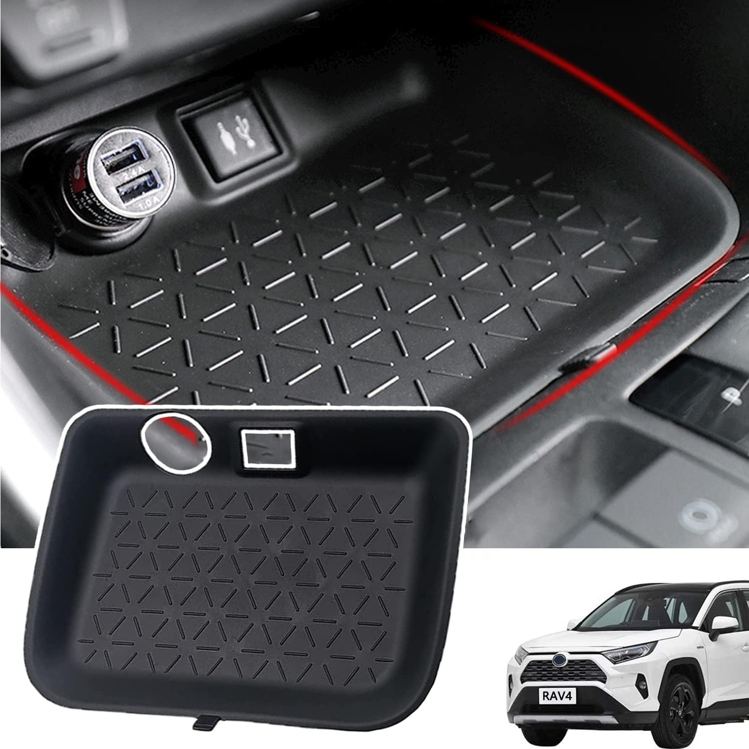 CUCHIYUN for 2023 RAV4 Passenger Storage Organizer Mat Glove Box Storage Organizer Tray Compatible with Toyota RAV4 2023 2022 2021 2020 2019 Accessories