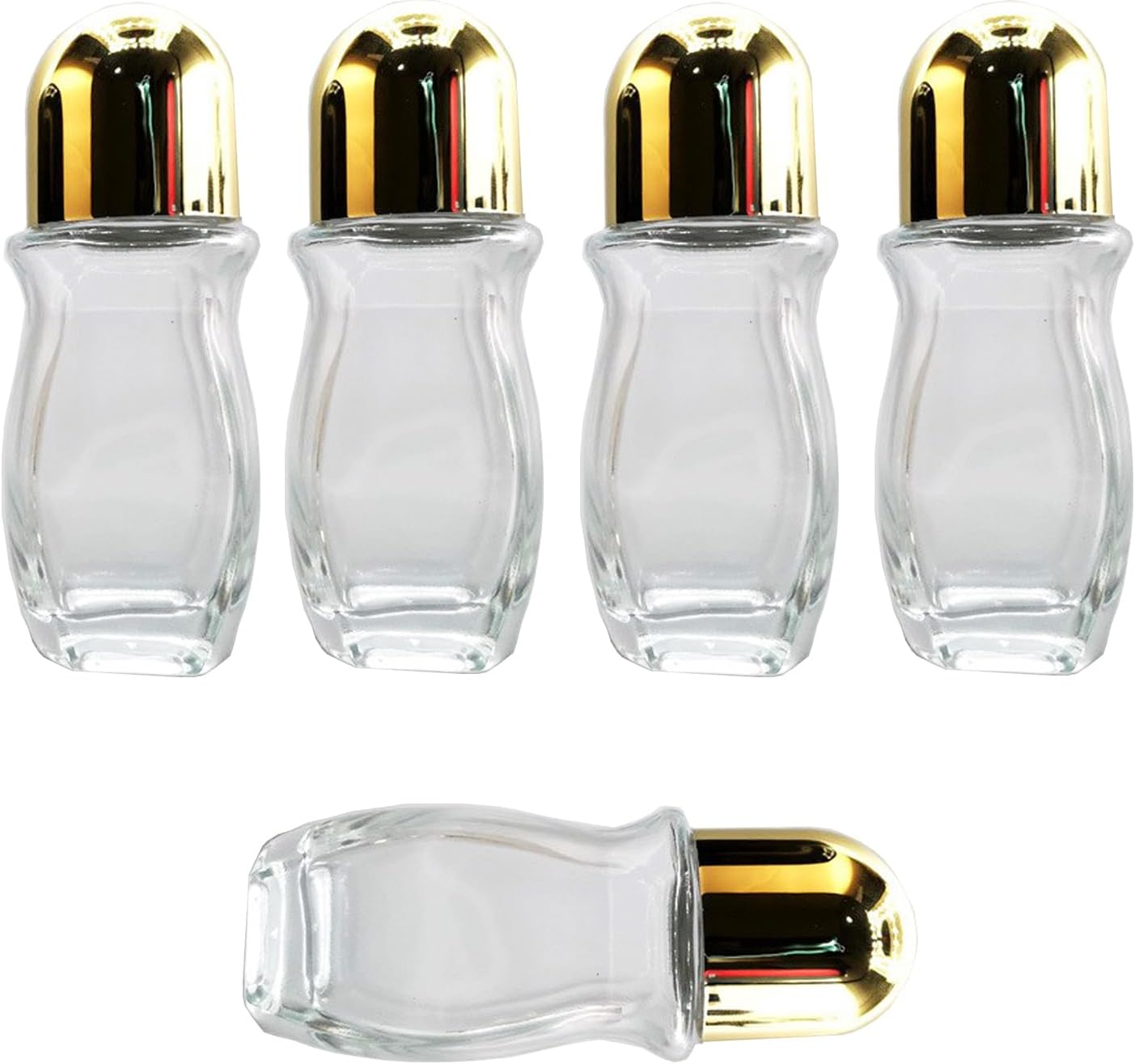 Taicols Glass Roller Bottles, 5 Pcs Empty Clear Glass Roll-On Bottles with Roller Ball, Deodorant Essential Oils Roller Vial Jars/Bottles, Essential Oil Roller Bottles (Gold(50Ml)) - Black(30Ml) image number 5