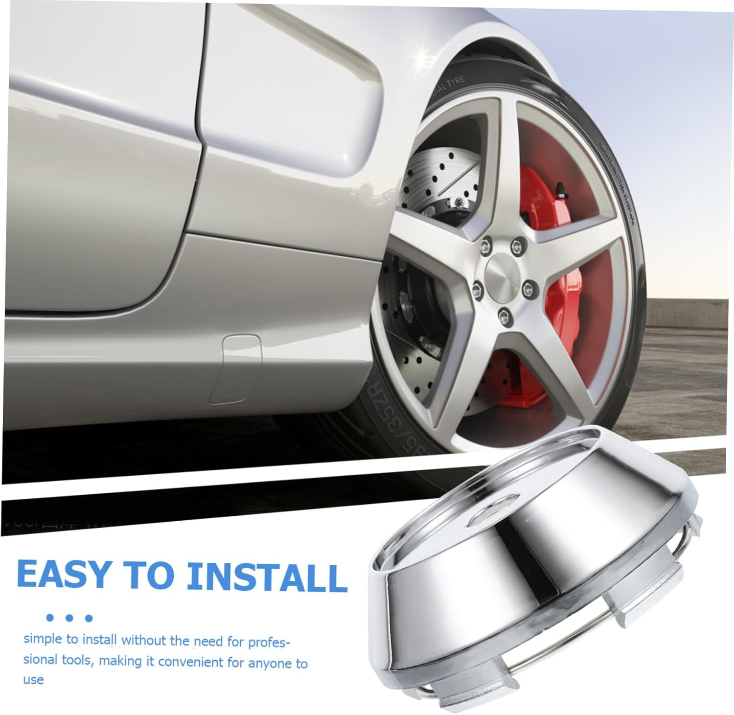 JUMPLAWN 4Pcs Car Wheel Center Hub Cover Automotive Rim Protector Elegant Design Material for Optimal Wheel Condition image number 2