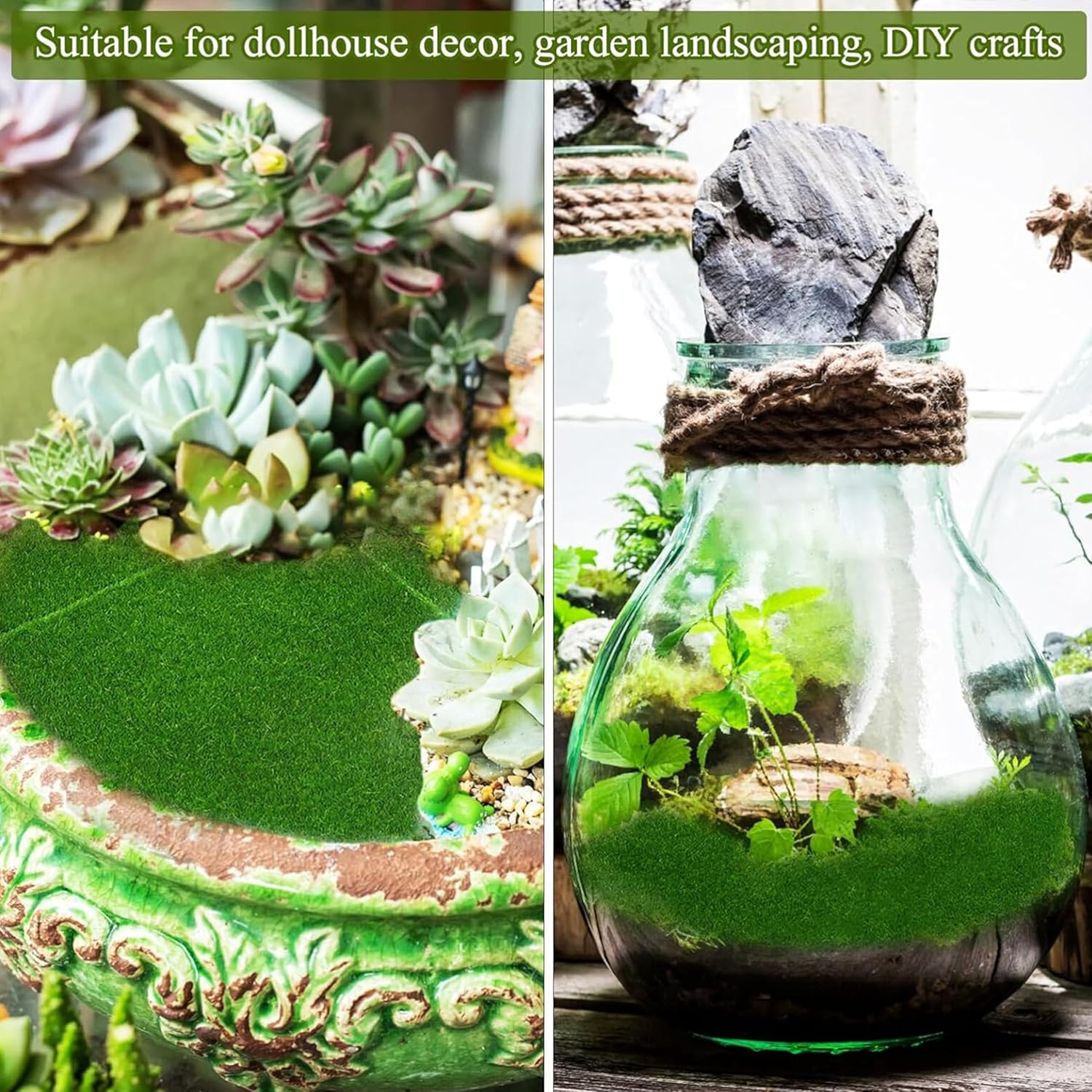 8-Pcs Miniature Fairy Artificial Grass Set - 6X6 Inch Fake Grass for Dollhouse, Craft Projects, and DIY Garden Decorations image number 3