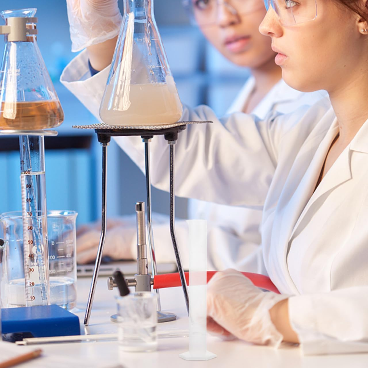 Baluue Measuring Cylinder, 100Ml Plastic Measuring Cylinder, Precise Graduated Measuring Cup, PP Graduated Cylinder for Kitchen, Laboratory Measurement