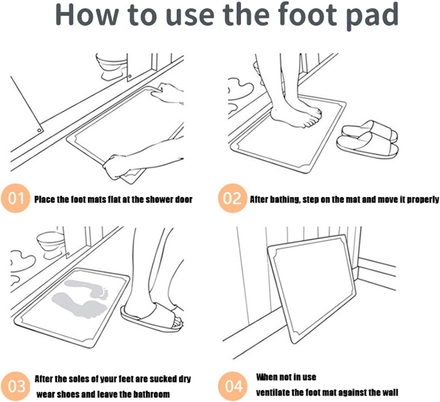 Shengsenfu Stone Bath Mat Super Absorbent Quick Dry Non Slip Modern Diatomite Bathroom Mats Natural Diatomaceous Quick Drying Mat Fast Drying Shower Mat Thin Bathroom Rugs Stone Shower Mat (Dark Gray) image number 3