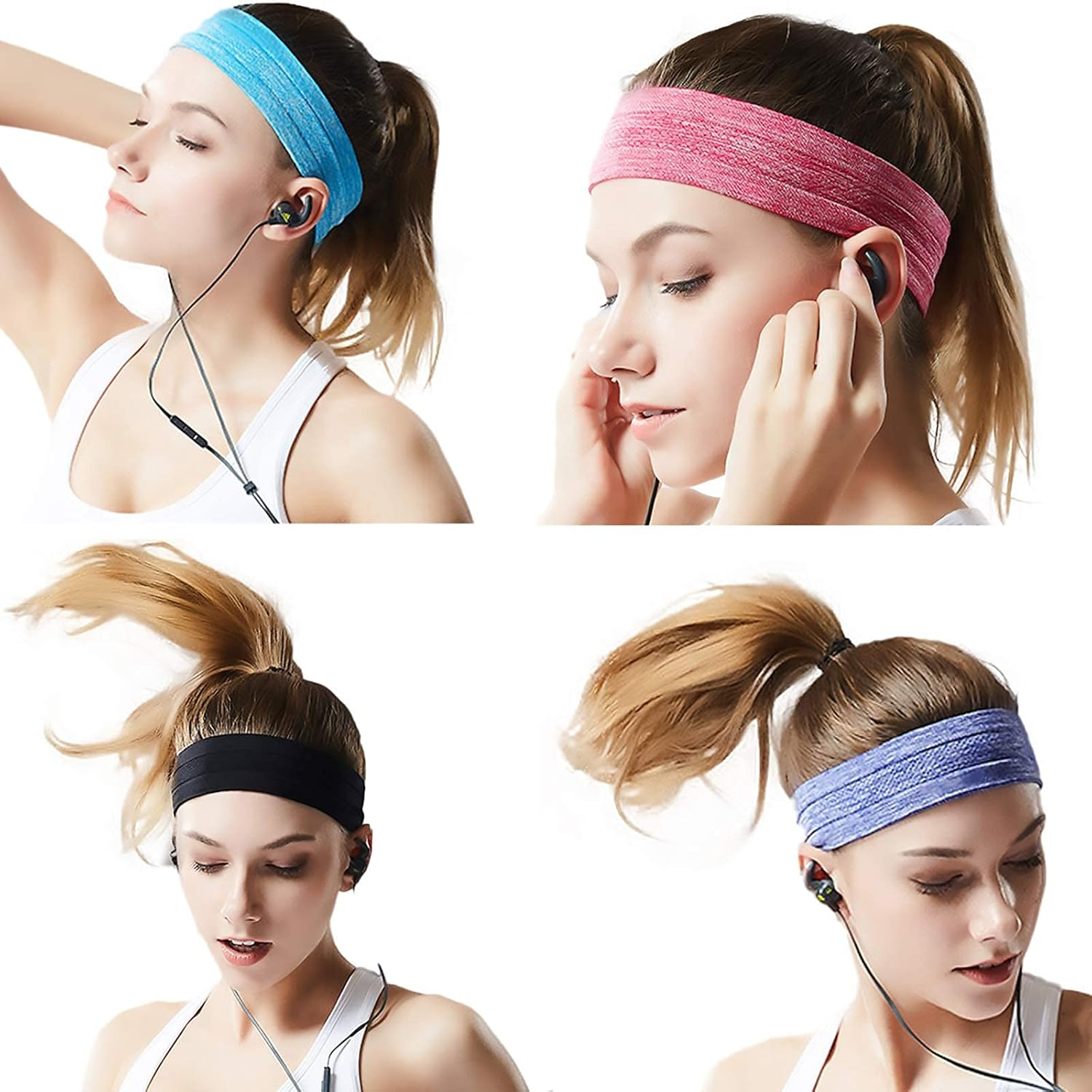 Sweat Bands Headbands 3 Pack Sports Headband, Elastic Soft Fabric Non-Slip Hair Bands Hair Warp Running Cycling Sports Tennis Basketball Daily Workout for Men & Women image number 3