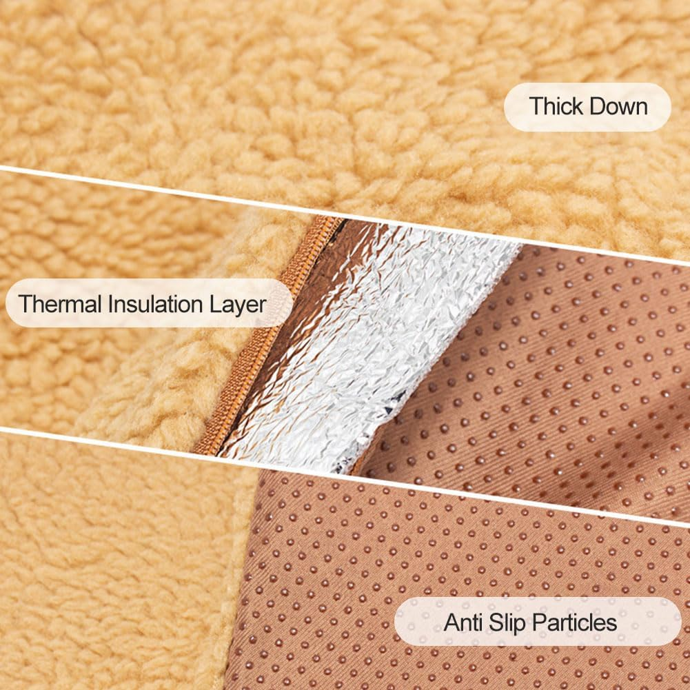 Pet Heating Pad, Self-Heating Blanket for Cats and Dogs, Heat Blanket Cat, Self-Warming Winter Warmth Dog Mat, Washable Puppy Thermal Blanket, Pets Warming Mat, 60 Cm X 45 Cm, Khaki Colour image number 5