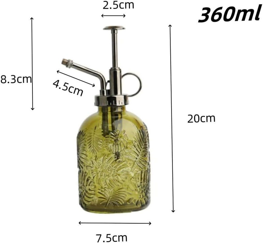 20Cm Tall Vintage Style Spritzer,360Ml Glass Pump Plant Mister Plant Spray Bottle,One Hand Succulent Watering Bottle With,Small Watering Can for Indoor Outdoor House Plant Yellow+Bronze Color image number 4