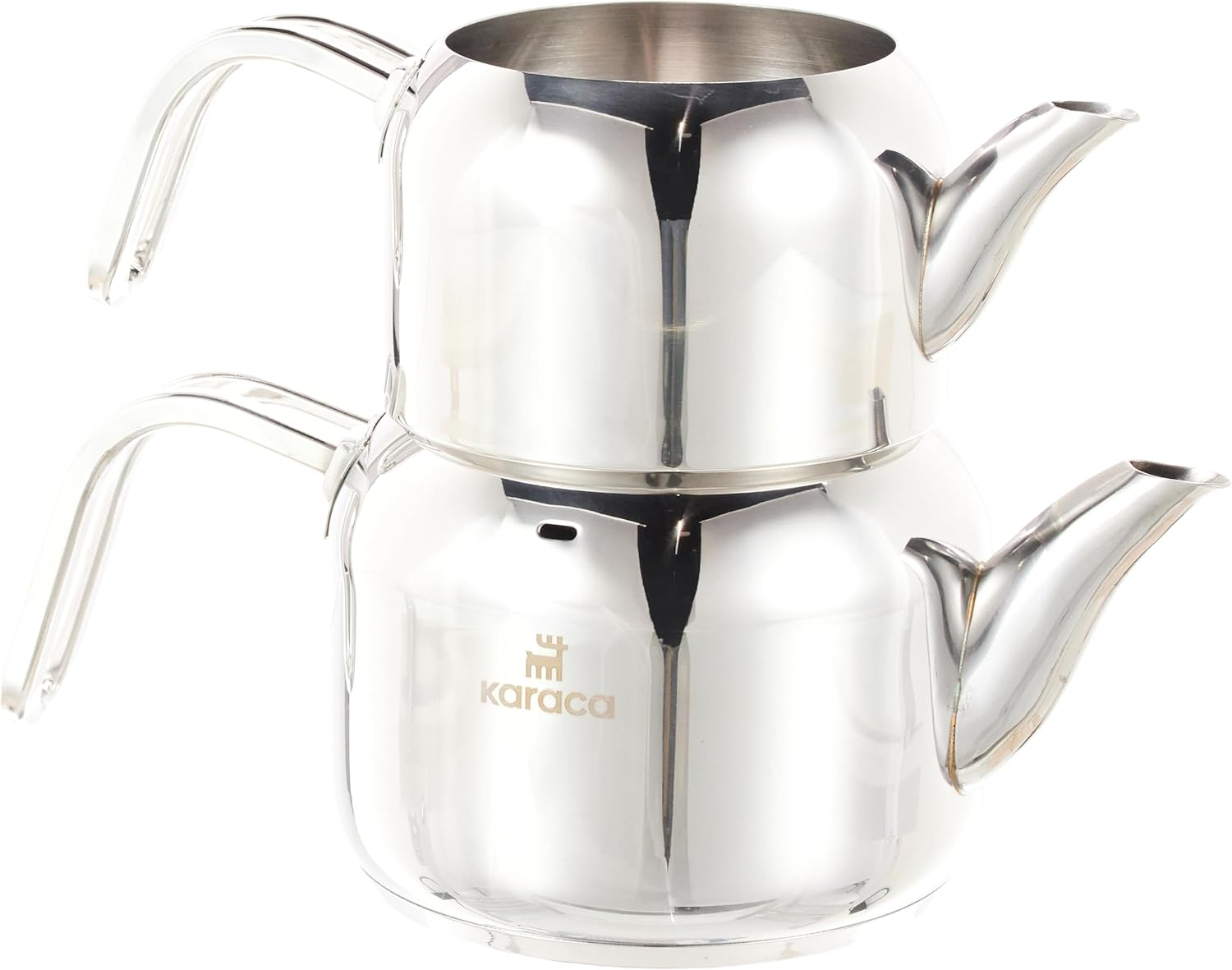 Karaca Manes Mini Turkish Teapot Set - Stainless Steel Teapot with Lid - (Turkish Tea Pot 0,85 Liters & Water Tank 1,25 Liters) - Non-Burning Bakelite Handles Midi Tea Maker & Induction Tea Kettle image number 2