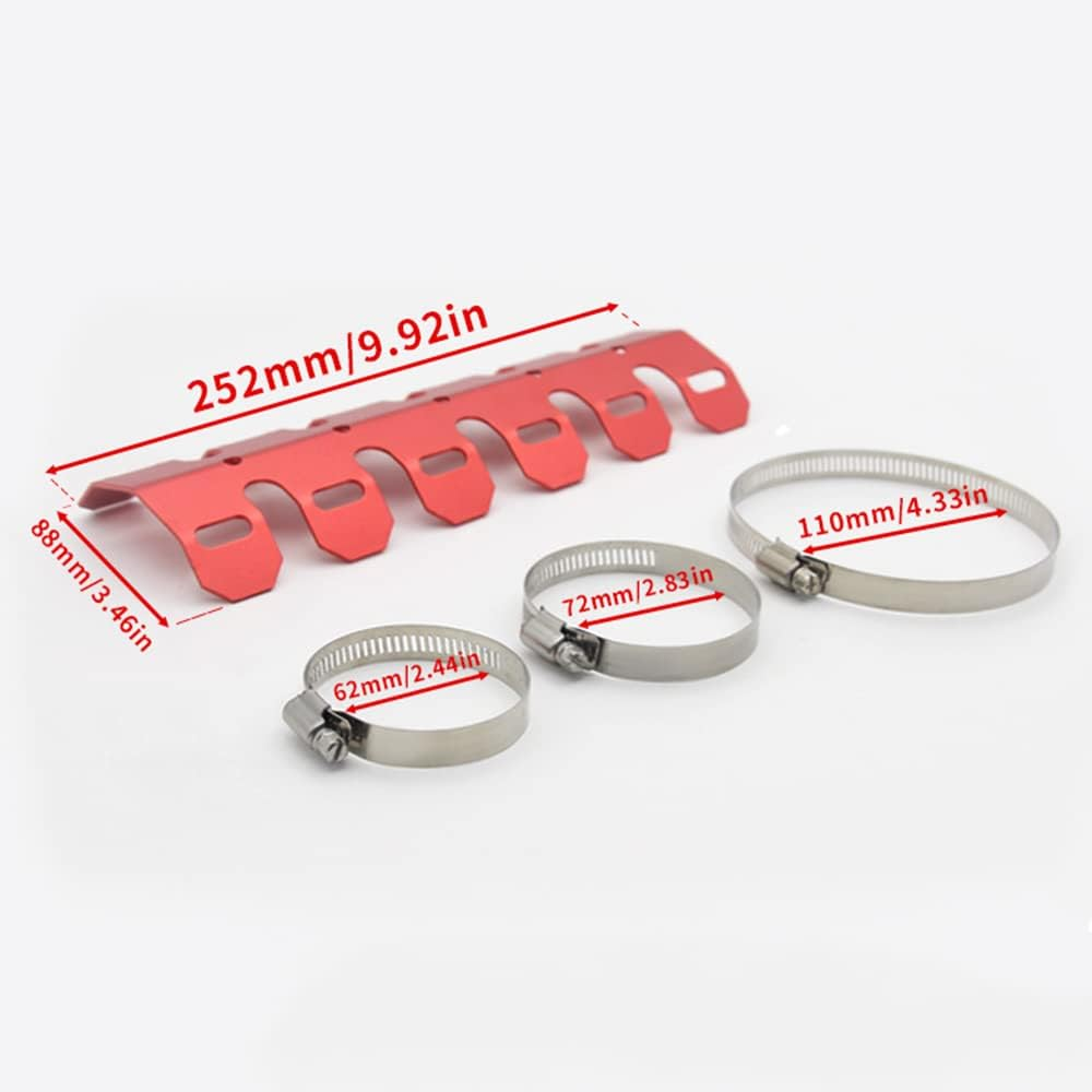 TOTMOX Motorcycle Exhaust Muffler Pipe Protector Heat Shield Cover, Aluminum Motorbike Shock Protection Professional Refit Accessories, Black/Red image number 4