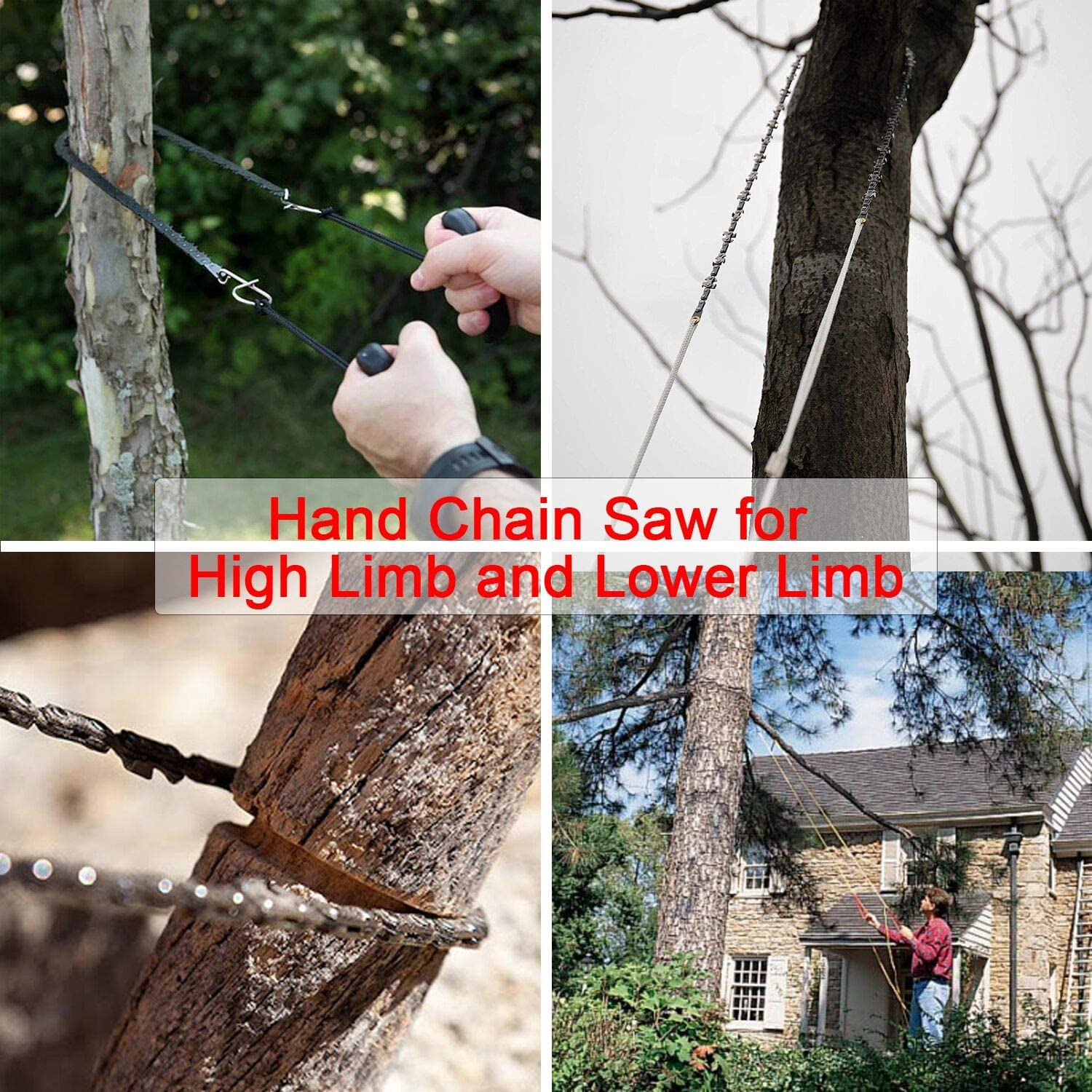 Upgrade 53 Inch High Reach Tree Limb Hand Rope Saw, 68 Sharp Teeth Blades on Both Sides, Folding Rope Chain Saw for Camping image number 4