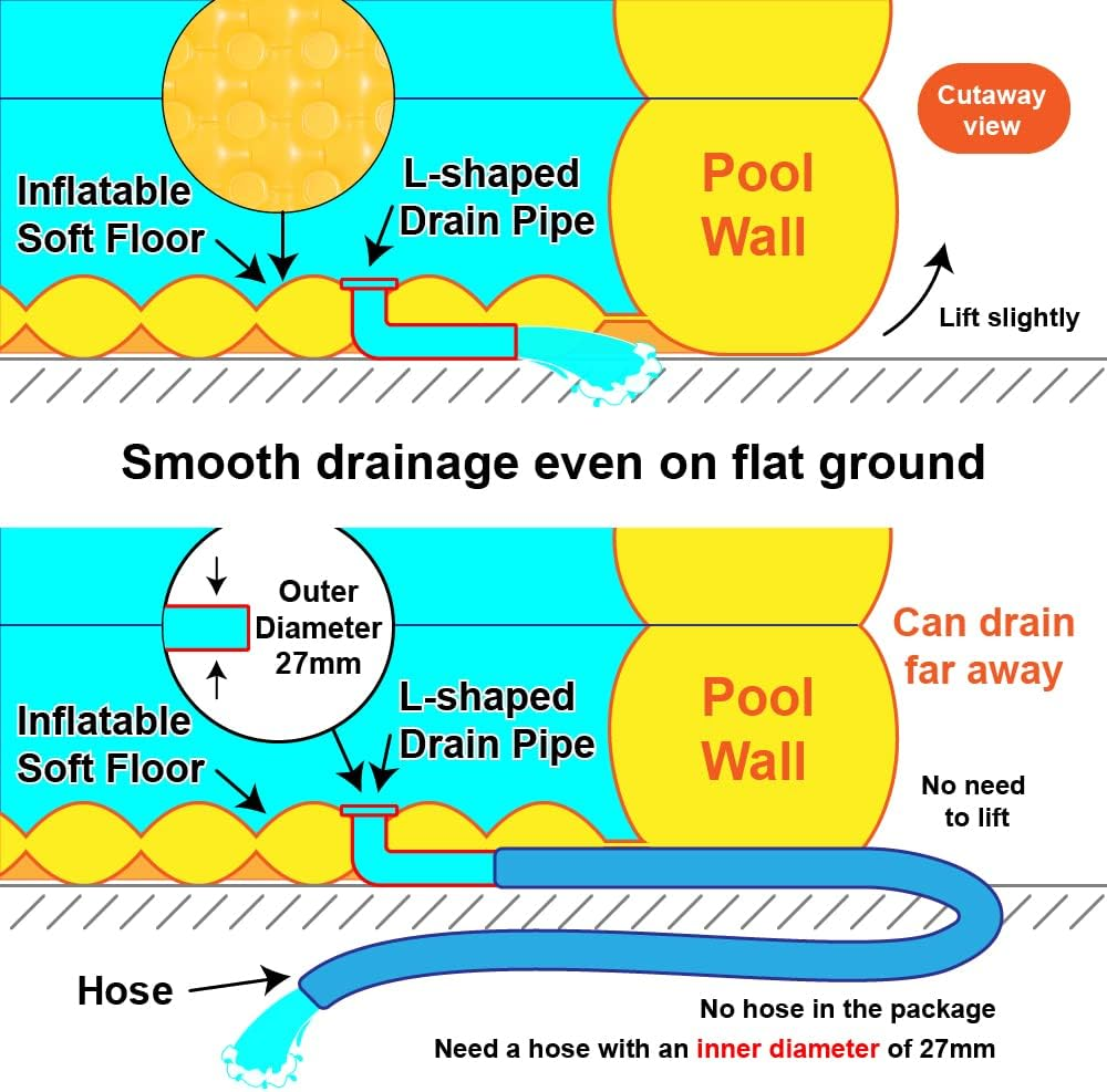 Inflatable Pools, Kiddie Pools, Inflatable Family Swim Play Center Pool with Soft Floor, 82 Inches Durable Swimming Pool, Summer Water Fun for Garden or Backyard or Indoor (82 Orange)