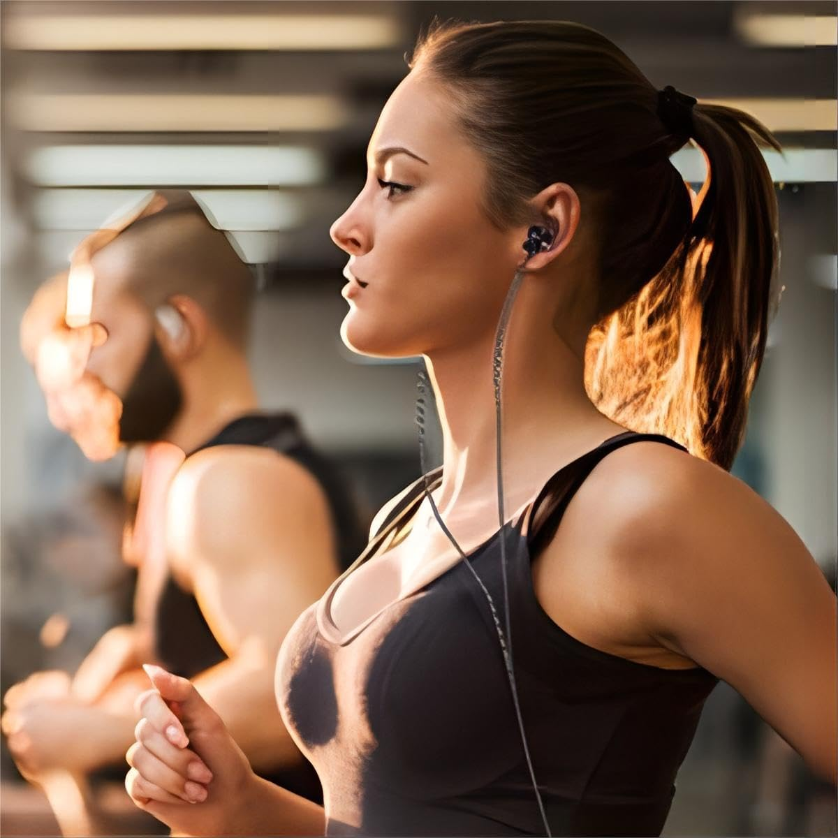 GAMURRY In-Ear Headphones with Cable and Microphone, USB Type-C Wired Headphones with Volume Control, Noise and Stereo Sound Isolation, Compatible with Smartphones, Black & Gold image number 2