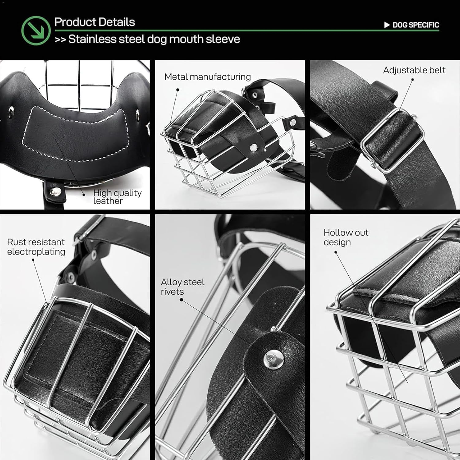 Misaakoeq Dog Muzzle Wire Basket | Adjustable Metal Basket for Biting Chewing | Dog Mouth Mesh, Muzzles for Large Breed Dogs, Dog Muzzle for Small, Medium and Large Dog image number 4