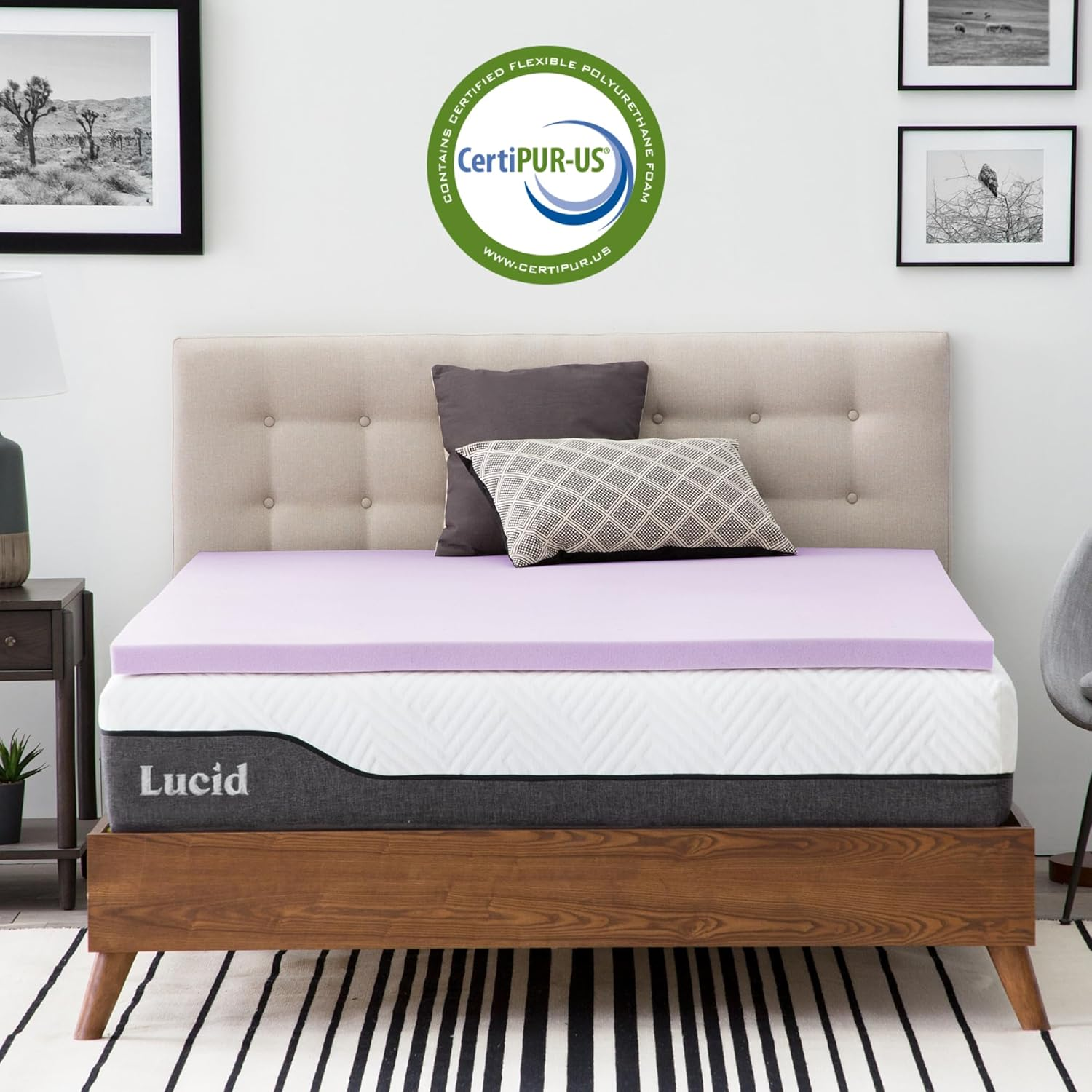 LUCID Ventilated Design 2 Inch Lavender Infused Memory Foam Mattress Topper, Full image number 2