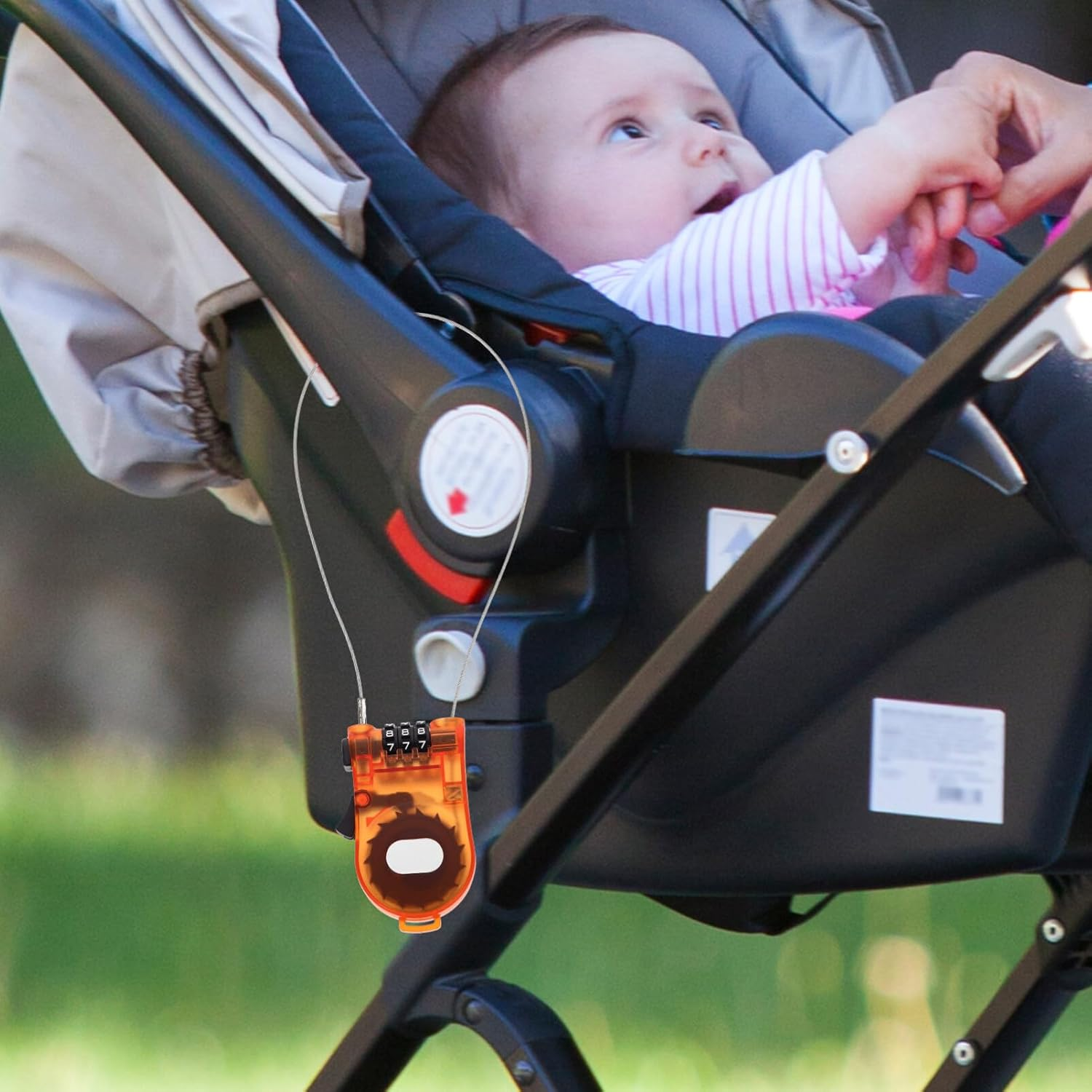 SUPVOX Snowboard Lock Cable Lock 3-Digits Combination Lock with Retractable Cable Bike Lock Luggage Lock for Bike Ski Snowboard and Stroller Orange image number 6