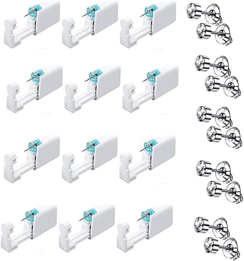 Ear Piercing Kit - 12PCS Portable Gun Set with Stud Earrings, Safety Tool for Men and Women image number 5