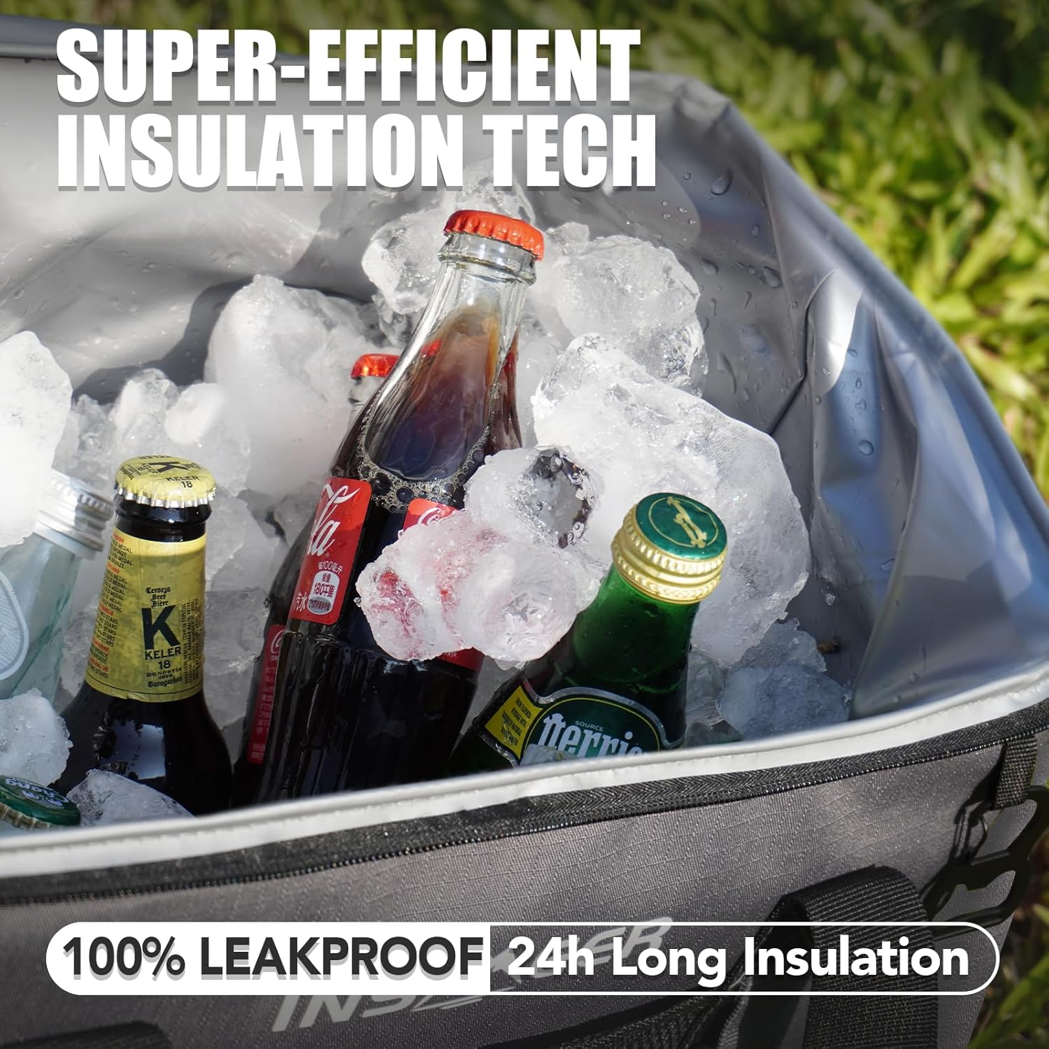 INSMEER Soft Cooler Bag with Hard Shell & 2 Cup Holders, Portable 40L/70 Cans Collapsible Cooler Insulated with Leakproof for Travel, Ice Chests and Coolers for Beach Camping Picnic image number 6