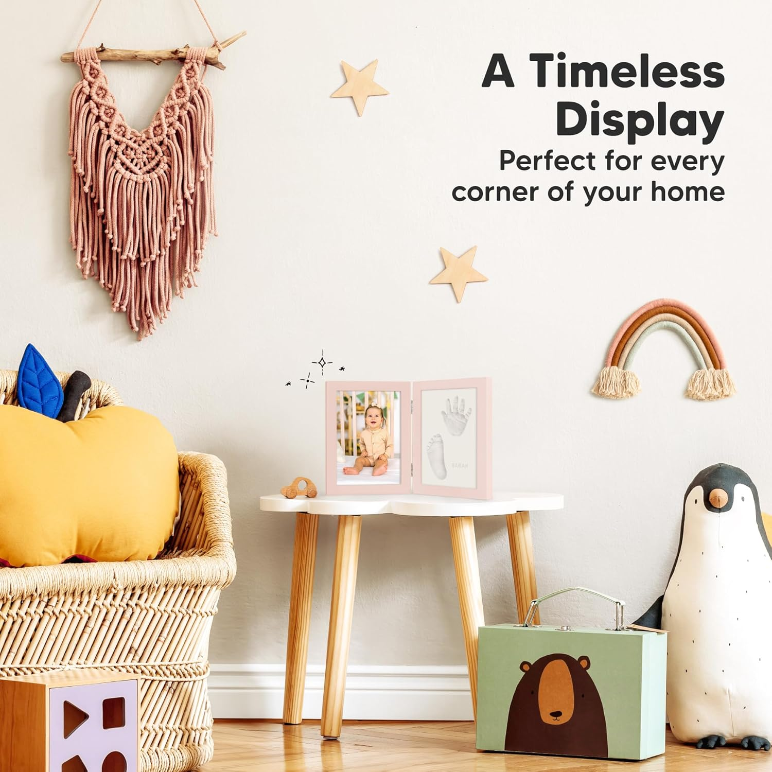 Personalized Baby Hand and Footprint Kit - Quick Dry Clay Foot and Handprint Kit, Newborn Nursery Picture Frame, New Mom Gifts for Baby Showers & Registry (Petal Pink) - Petal Pink image number 5