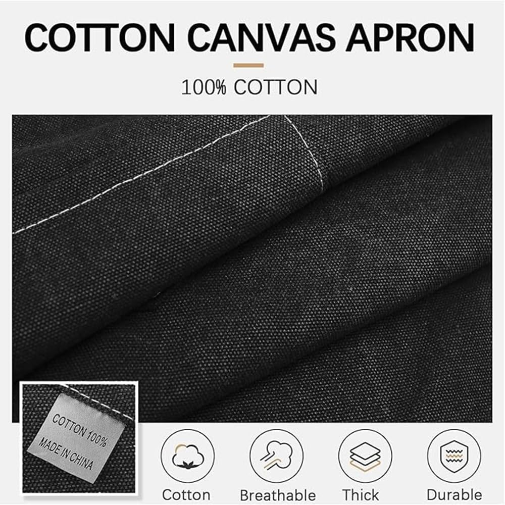 MTSDM Canvas Aprons, Work Aprons for Men Women, Adjustable Luxury Waxed Canvas Shop Apron Chef Aprons with 3 Pockets & Cross-Back Straps Tool Apron for Shop, Garden, Restaurant, Bartender, Barista image number 1