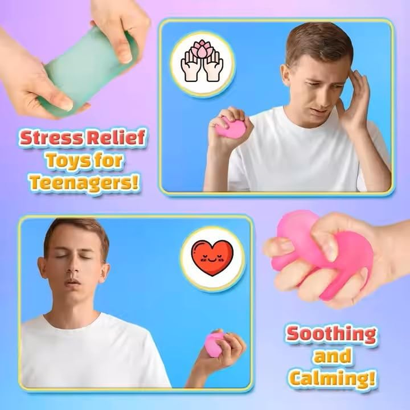 3 Pack Anxiety Annoyance Toys Stress Cubes. Glow-In-The-Dark Soft Gel-Filled Anxiety Relief Toys for Kids, Adults and Teens (3 Pcs, Red, Yellow and Blue) image number 2