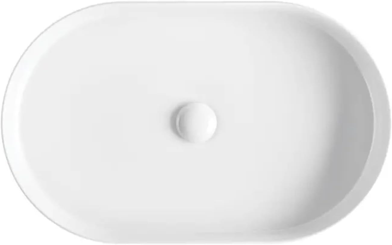Oval Fluted above Counter Bathroom Basin, 580Mm X 365Mm X 120Mm, Gloss White/Matte White (Matte White)
