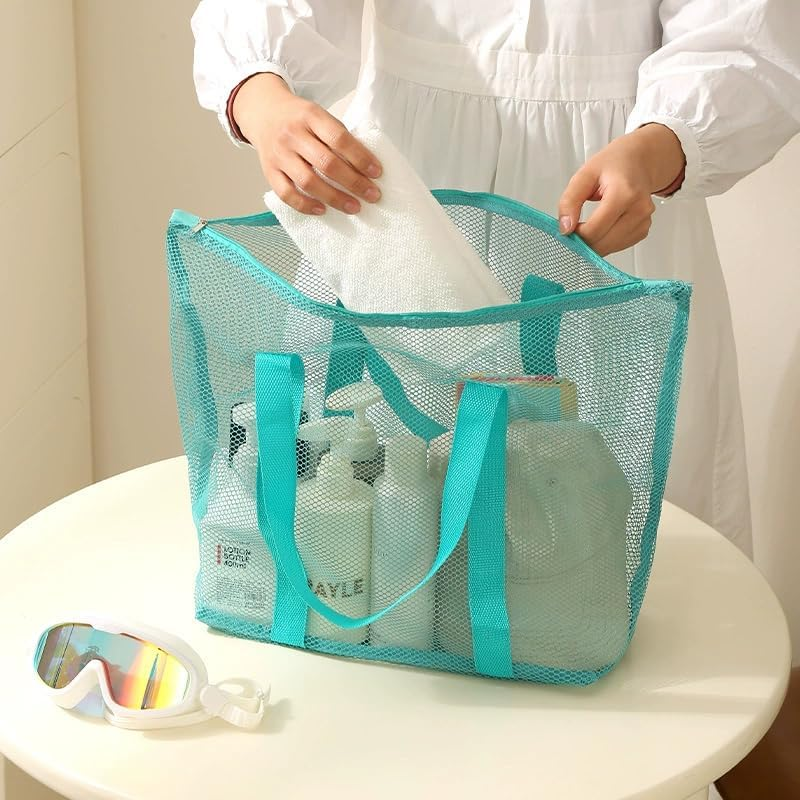 Quick Dry Shower Tote, 1Pc Green Mesh Shower Caddy Bag Quick Dry Tote Bag, Green Women Mesh Tote Bag Travel Hollow Shoulder Caddy
