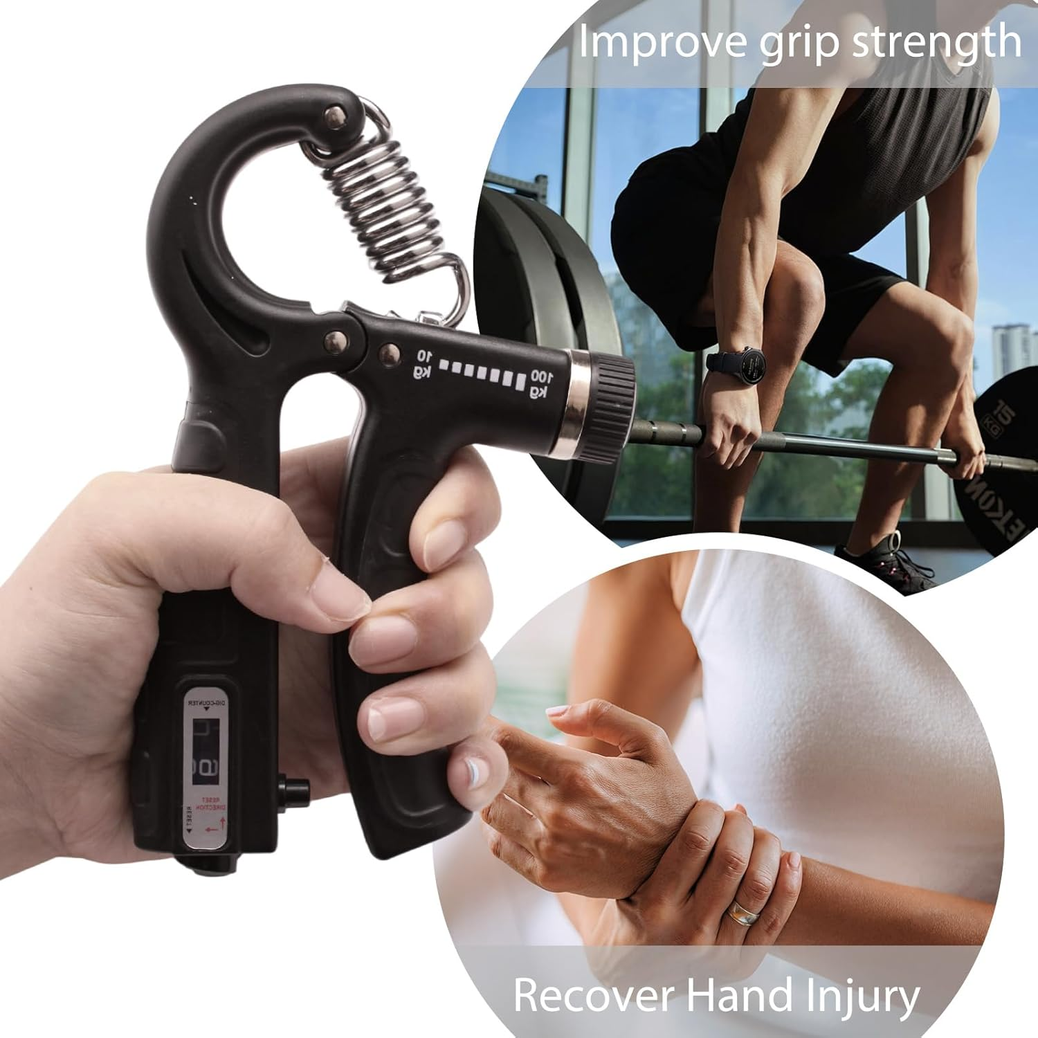 Hand Grip Strengtheners, Grip Strength Trainer, Adjustable Resistance 10-100Kg, Hand Exerciser for Muscle Building, Injury Recovery-Heavy Duty Trainer for Forearm & Wrist
