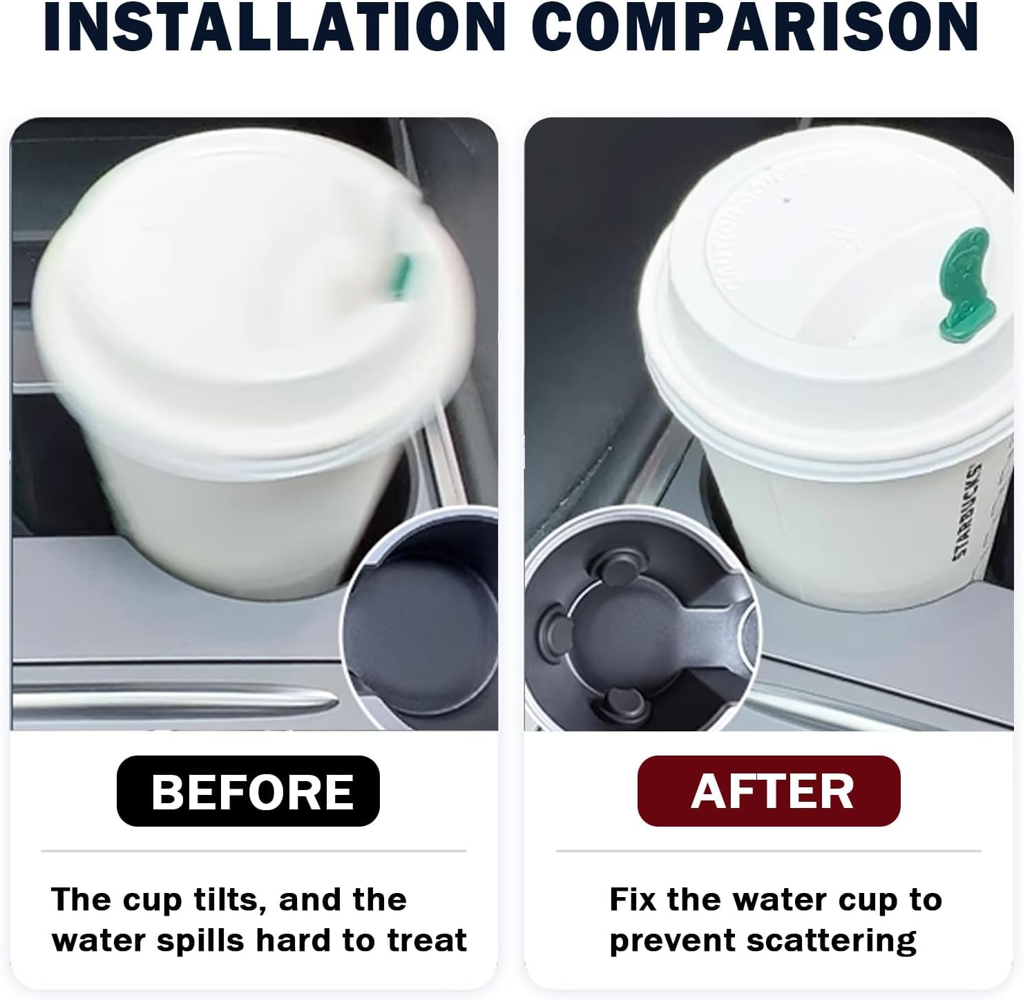 2025 Upgrade Car Cup Holder Insert,Anti-Slip Silicone Cupholder Insert for Car Stabilising Water Cups,Self-Adhesive Automotive Cup Holders Pad for Most Cars/Trucks/Suvs image number 4