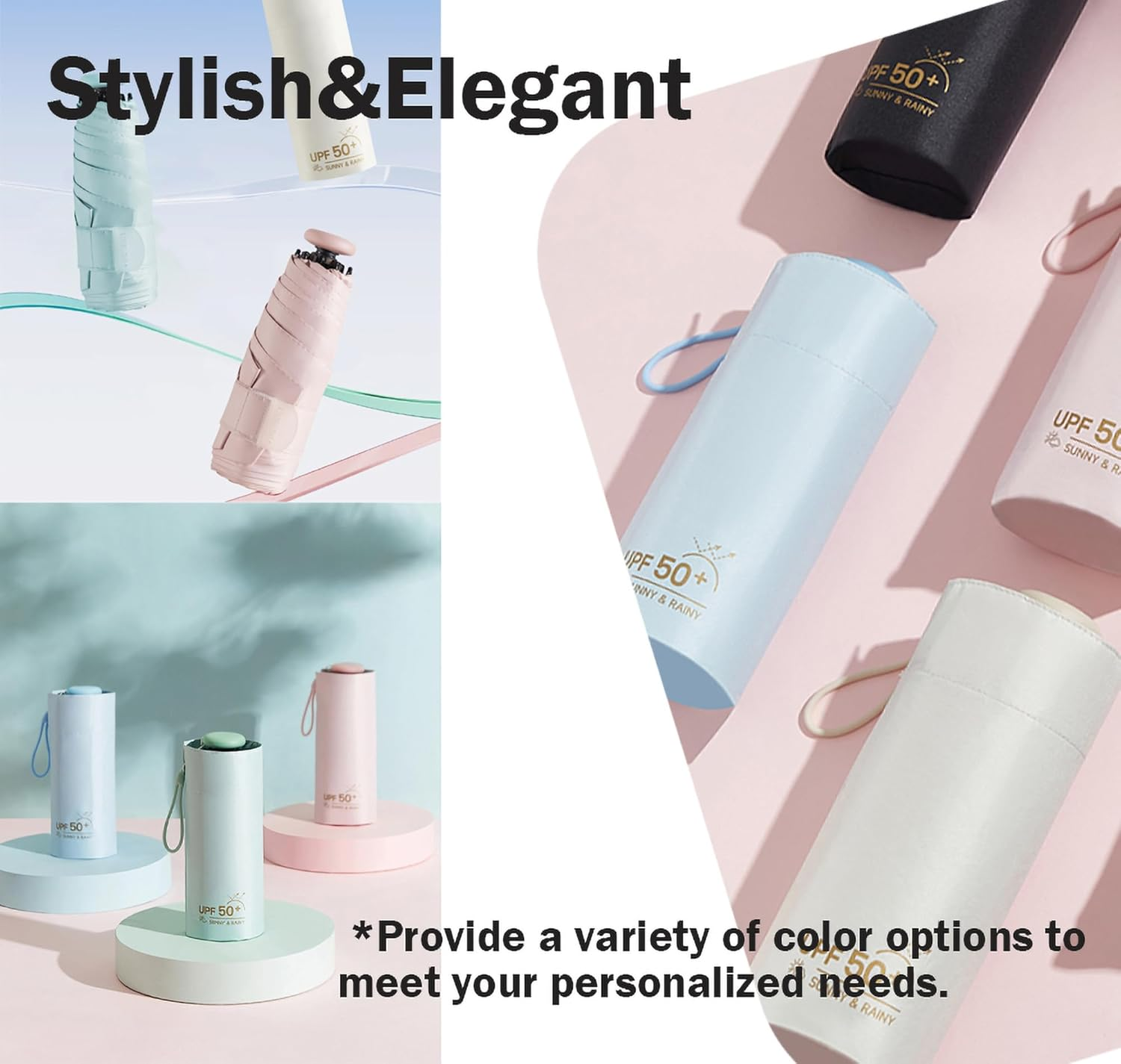 Mini Sun Travel UV Umbrella anti UPF 50 Protection 99.9% Micro Handle Coating Layer Fabric Compact/Lightweight Small Portable Backpack/Folding Purse Pocket Umbrella Rain/Blocking/Men Women Kids