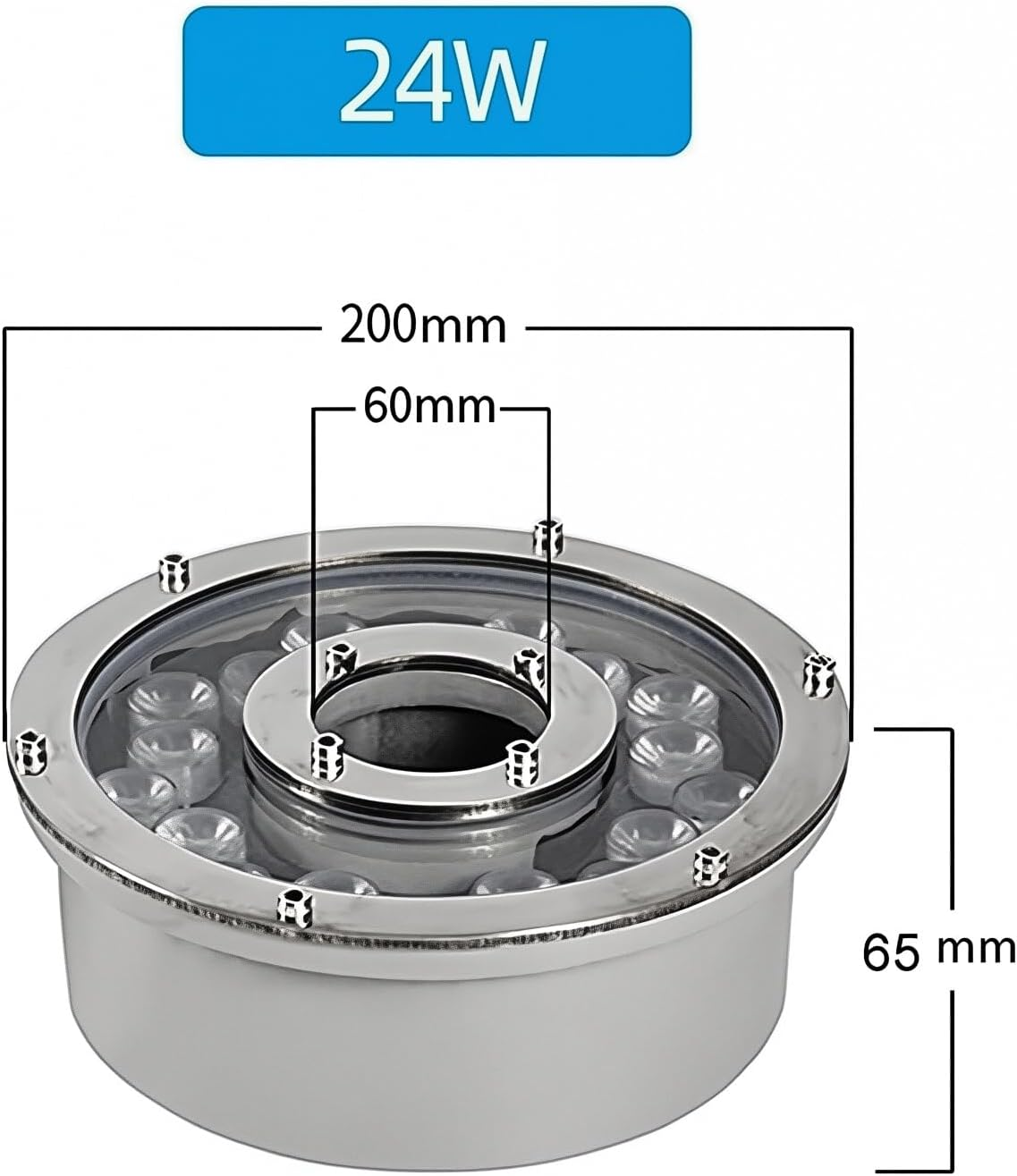 Led Ring Fountain Light 24W, IP68 Underwater Spotlight with Central Hole for Fountain Nozzle, Pond, Pool & Garden Landscape Water Feature Lighting RGB - Red image number 4