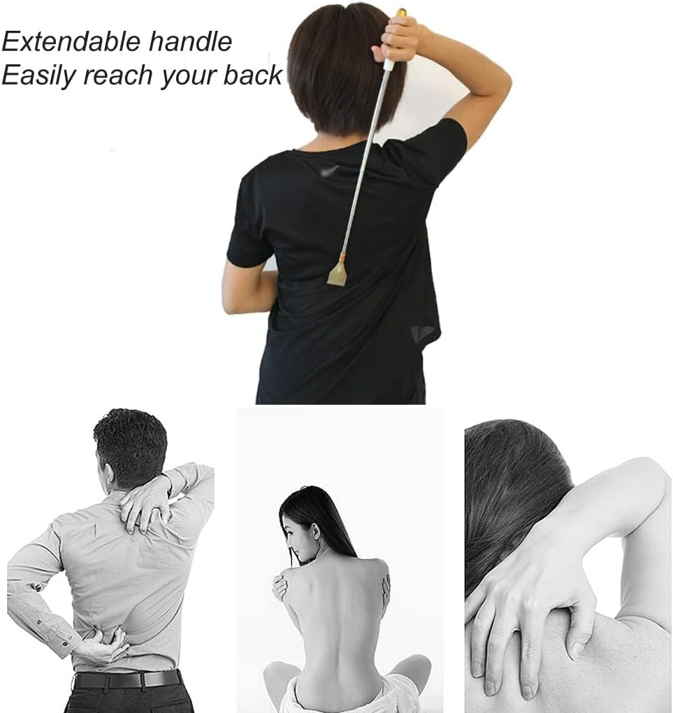 Back Scratcher for Adults, Portable Extendable Stainless Steel Telescoping Back Massager for Men Women Kids Itch Relief (20 to 53Cm) (White) - Brown image number 2