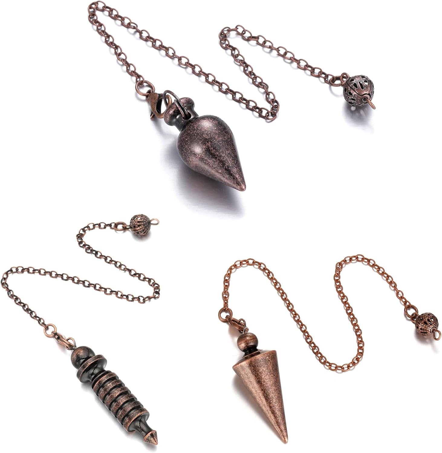 Top Plaza 3 Pcs Metal Pendulum for Divination Witch Dowsing Pendulum Wicca Healing Spiritual Answers Energy Balancing Pointed Cone Pendulum image number 3